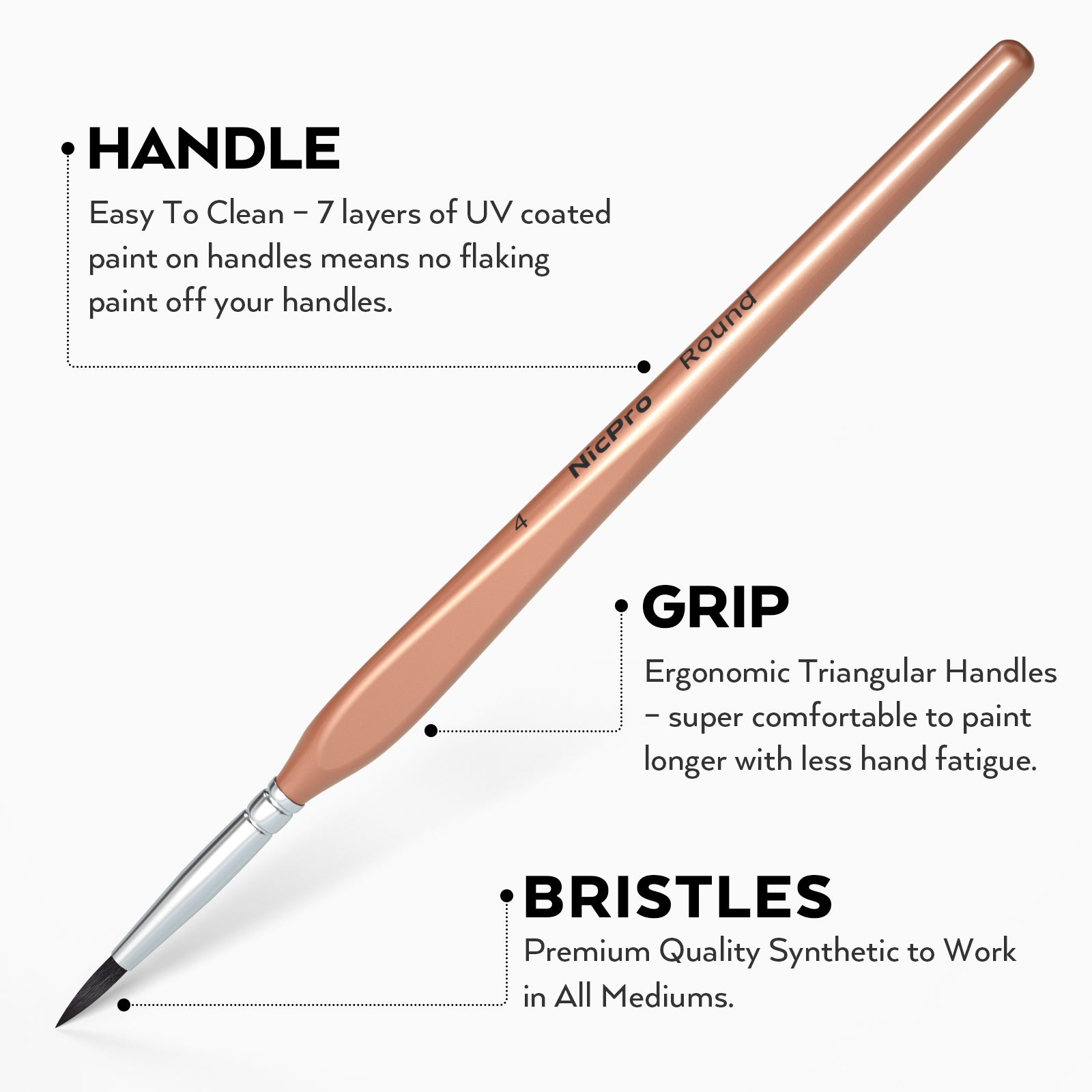 Nicpro 16 PCS Detail Paint Brushes, Small Detail Paint Brush Set Fine Tip Professional Miniature Painting Artist Set for Micro Watercolor Oil Acrylic Craft Models Rock Army Paint by Number for Adult