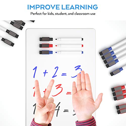 Nicpro 12 Pack Dry Erase Lapboard Set Small Kid Whiteboard 9 x 12 inches Double Sided with 18 Water-Based Pens and 6 Erasers Learning Mini Bulk White Board for Student and Classroom Use