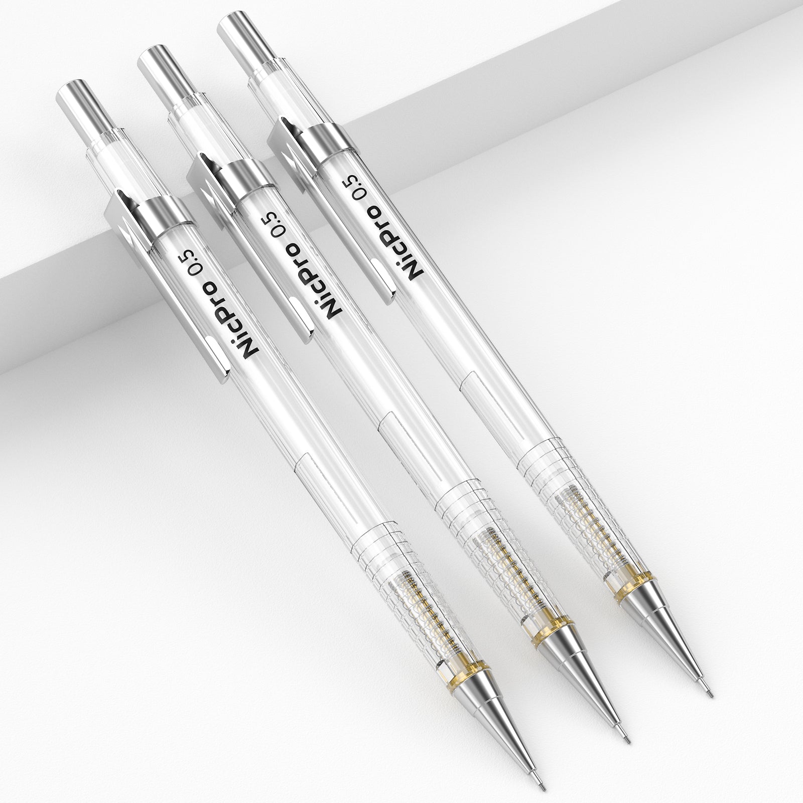 Nicpro 0.5 mm Art Mechanical Pencils Set, 3 Pencil With 3 Tubes HB Pencil Leads, 1 Erasers And 1 Tube Cap Eraser Refill For Architect Art Writing, Drafting, Drawing, Engineering, Sketching