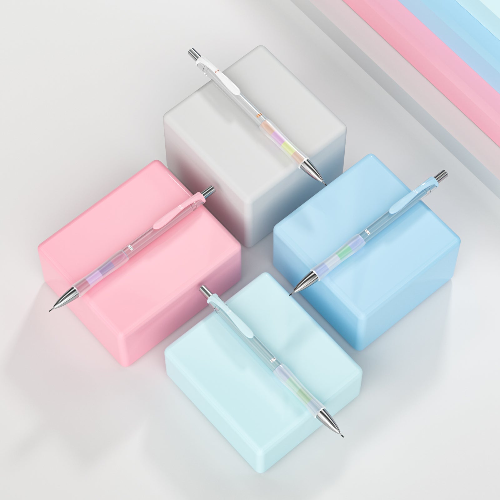 Nicpro 4 PCS 0.9 mm Mechanical Pencil Set With Storage Case, Pastel Drafting Pencil For Student School Writing, Sketching Drawing, With HB #2 Lead Refills Erasers