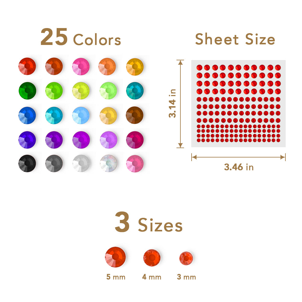 Nicpro Self-Adhesive Rhinestone Stickers Face Gems Body Jewels 4125 Pieces Crystal in 3 Size 25 Colors,25 Embellishments Sheet for Nail,Crafts,Festival,Carnival,Makeup