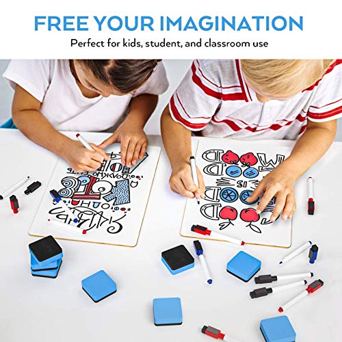 Nicpro 12 Pack Dry Erase Lapboard Set Small Kid Whiteboard 9 x 12 inches Double Sided with 18 Water-Based Pens and 6 Erasers Learning Mini Bulk White Board for Student and Classroom Use