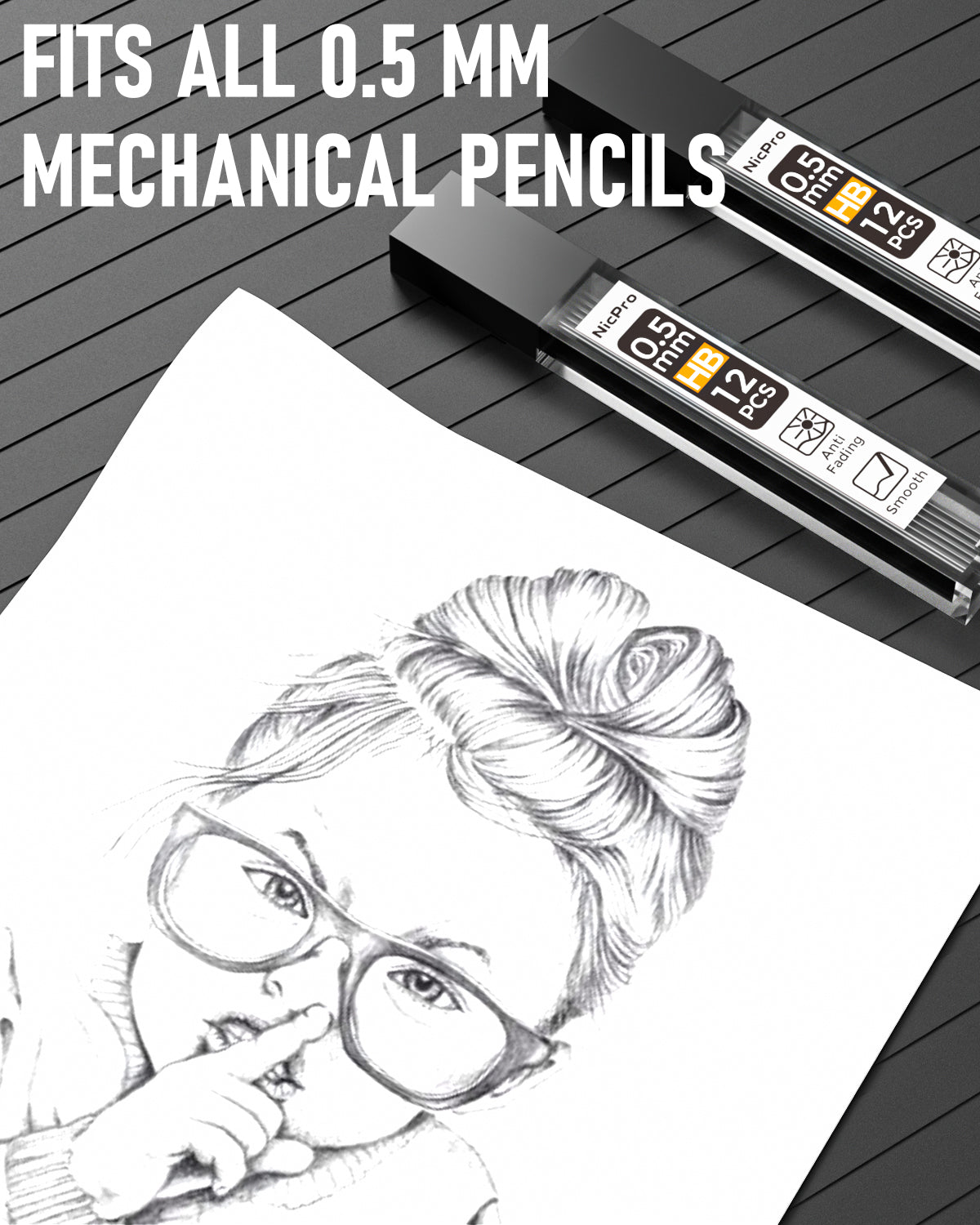 Nicpro 70 Tubes Lead Refills 0.5mm HB #2, Break Resistant Mechanical Pencil Refills 0.5 mm for Class Student Writing, Drawing, Drafting, Sketching (12PCS/Tube, 840pcs) | Come with Hard Box