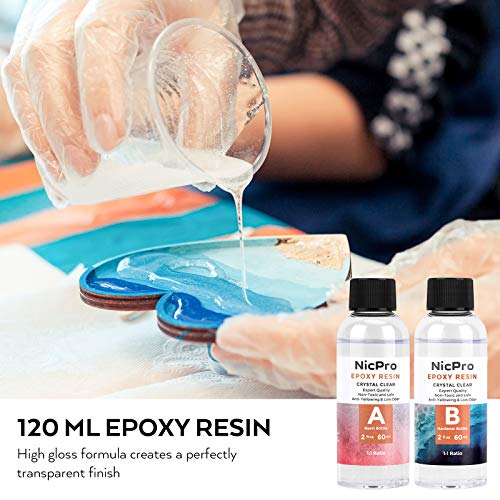 Nicpro 39 Colors Pouring Paint Kit, Ready to Pour Acrylic Paint Supplies With 4pcs Canvas and Wood Slices, Epoxy Resin, Pour Oil, Tool including Brushes, Gloves, Strainer, Cup, Epoxy Resin, Instructions Flow DIY Painting