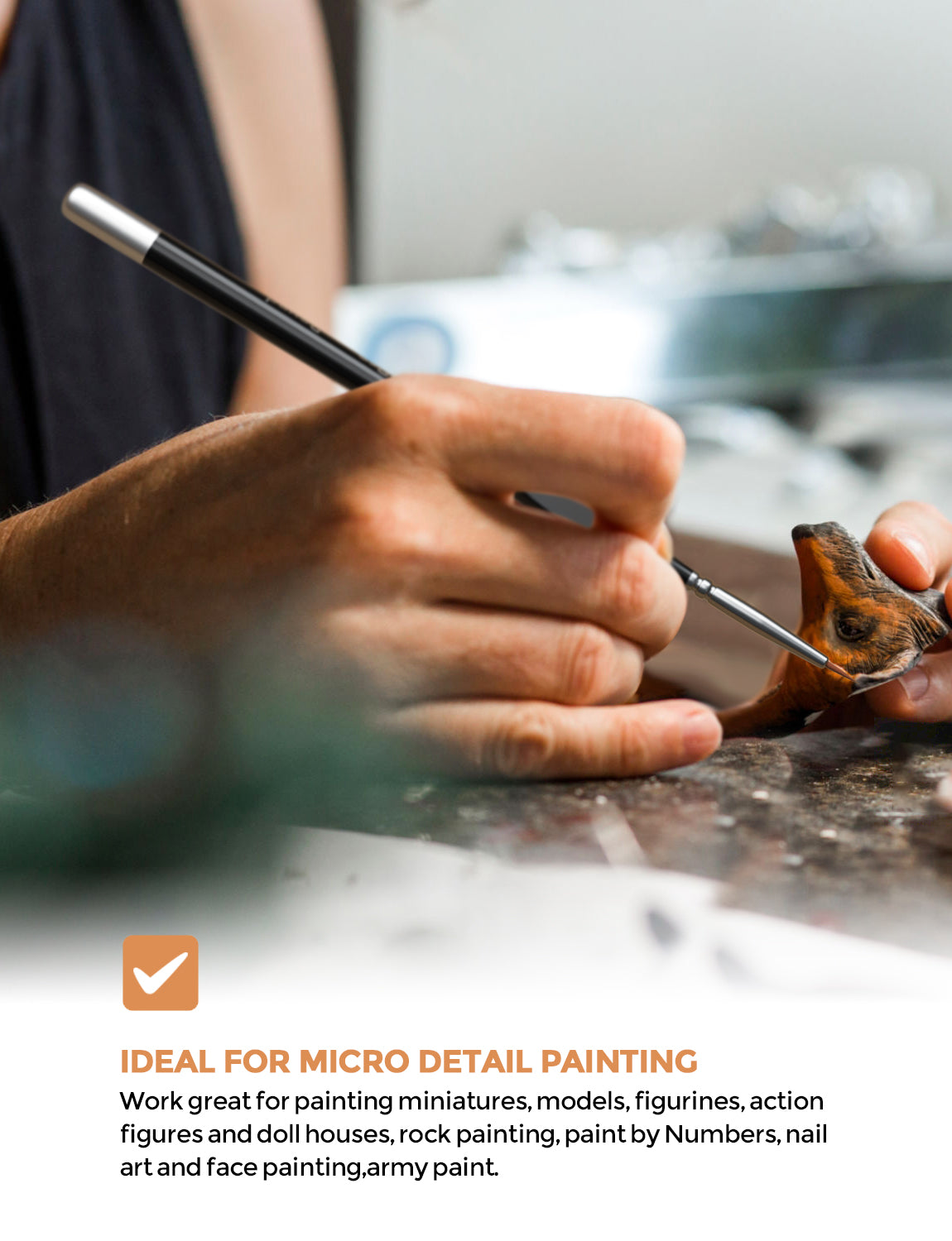 Nicpro Detail Paint Brushes 5 PCS Fine Tip 000 Professional Miniature Painting Kit Round 3/0 Art Brush Black for Micro Watercolor Oil Acrylic Craft Models Rock Army Painting