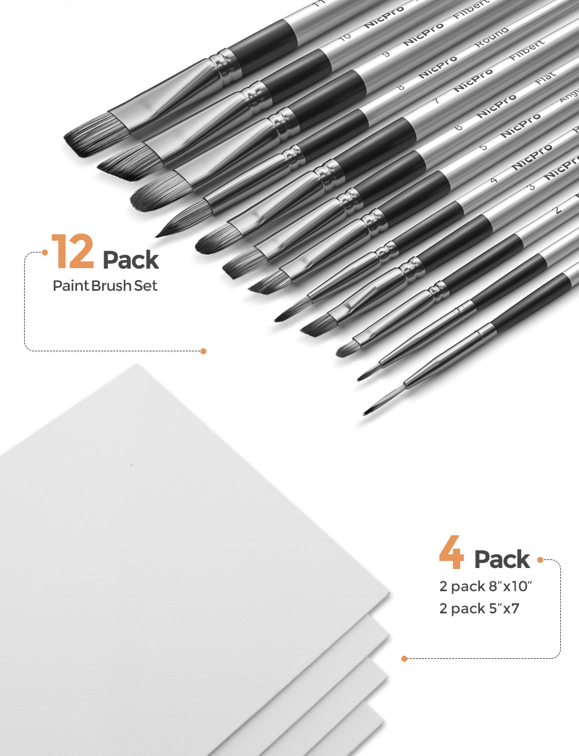 Nicpro Beginner Acrylic Paint Set, 24 Rich Pigment Colors (12ml) 12 Brushes, Wooden Easel, 4 Pack Canvas Panel, Paint Tray, Color Wheel, Painting Art Supplies for Artist Adult, Student & Kid