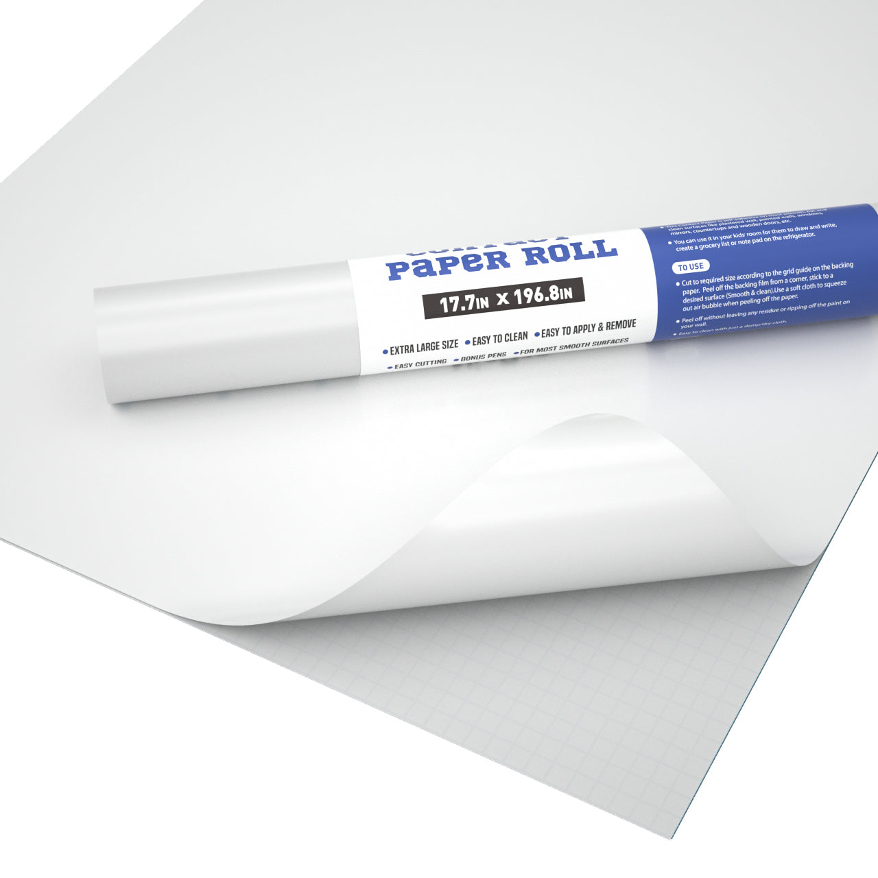 Nicpro Extra Large White Contact Paper 17.7" X 196.8",Self-Adhesive Dry Erase Paper Film Whiteboard Sticker Wall Decal with 6 Color Water-Based Pens for Home Office