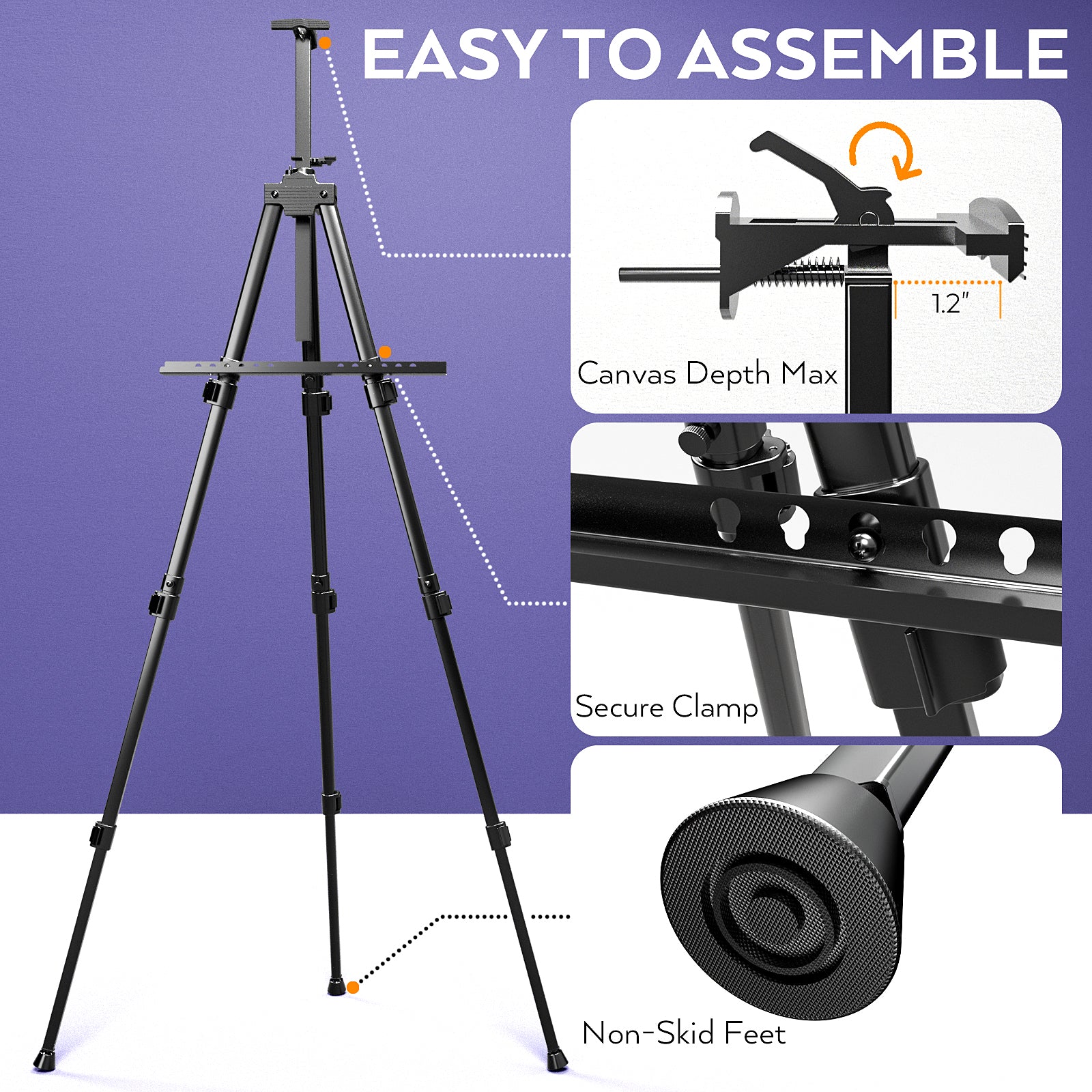 Nicpro 2 Pack Artist Easel Stand, Adjustable Height 17" to 63" Aluminum Metal Tripod Easel for Table Top & Floor, Painting Easel for Display, Posters, Signs Artwork & Trade Exhibitions with Bag- Black