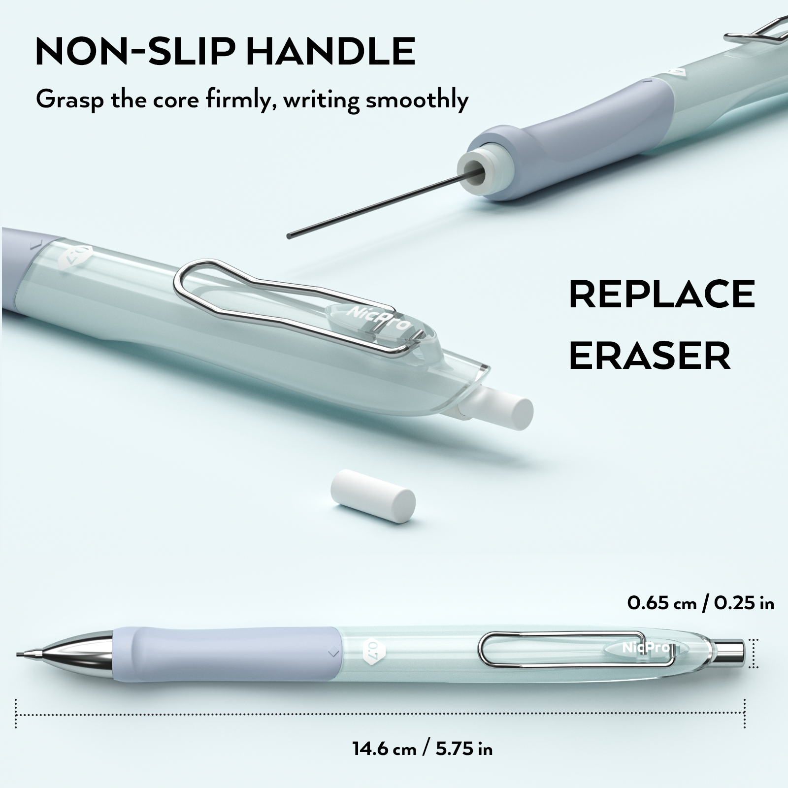 Nicpro 6 Colors Pastel Mechanical Pencil 0.7 mm for School, Artist, Student Writing, Drawing, Drafting, Sketching with Great Grip, HB Lead Refills, Erasers, Eraser Refills | Come with Plastic Case