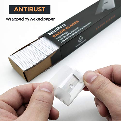 Nicpro 140 Pack Single Edge Razor Blades Replacement Industrial Cutter Refill For All Standard Utility Scraper Knife, Paint & Sticker Remove