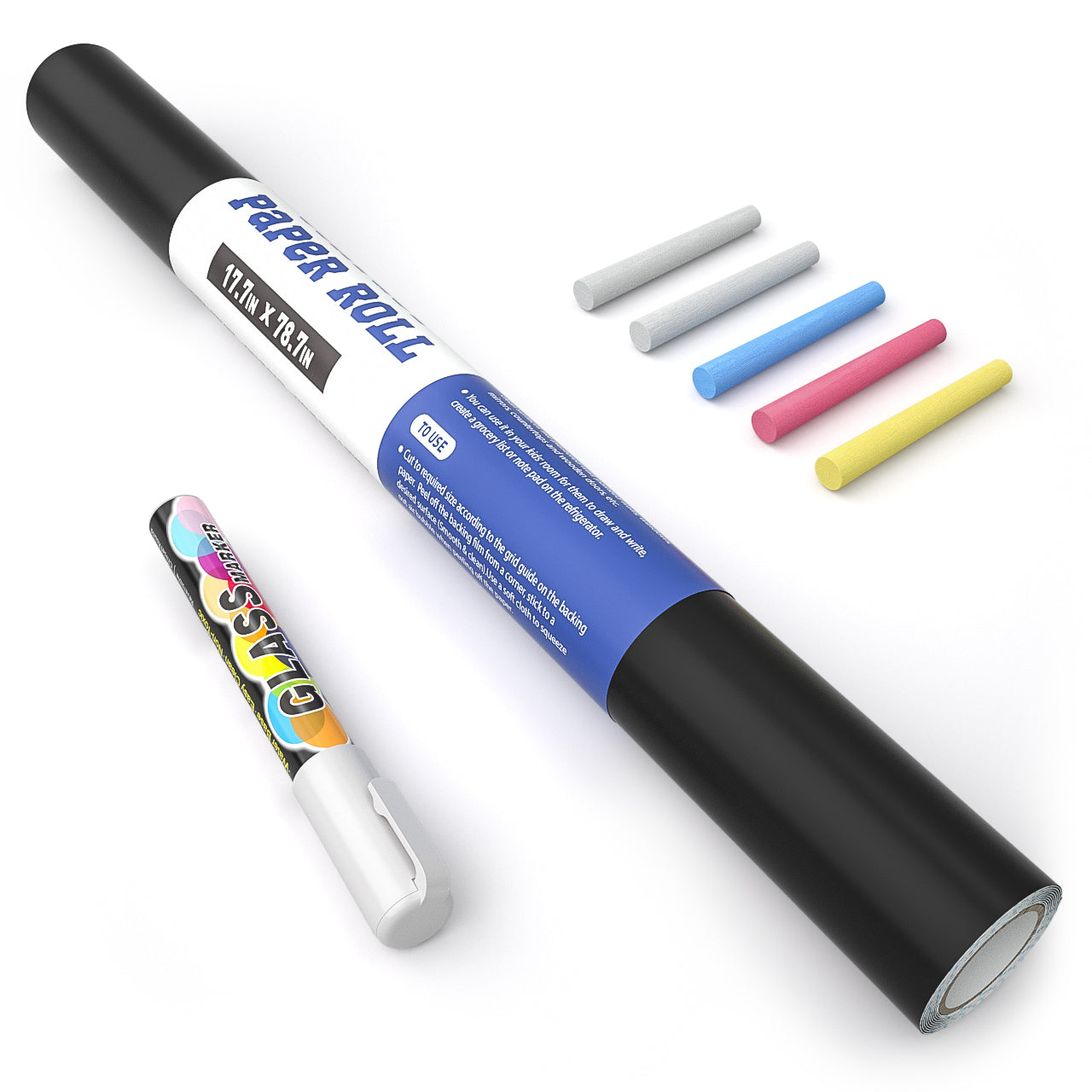 Nicpro Self Adhesive Chalkboard Contact Paper Black 17.7" X 78.7" Chalk Paper Dry Erase Wallpaper Decal Chalkboard Sticker Witch White Chalk Marker & 5 Chalks for Home Office School