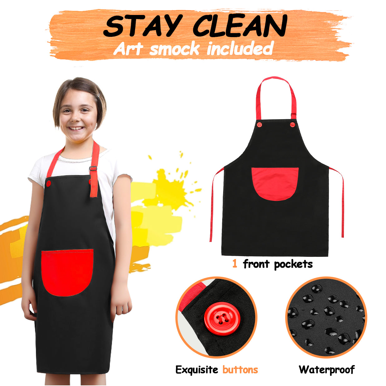 Nicpro 60 Pack Creations Washable Paint Set for Kids, 12 Colors Art Tempera Paint, Sponge Brushes and Stamps, Smock,Palette,Paper Pad Toddler Finger Painting Supplies Kit