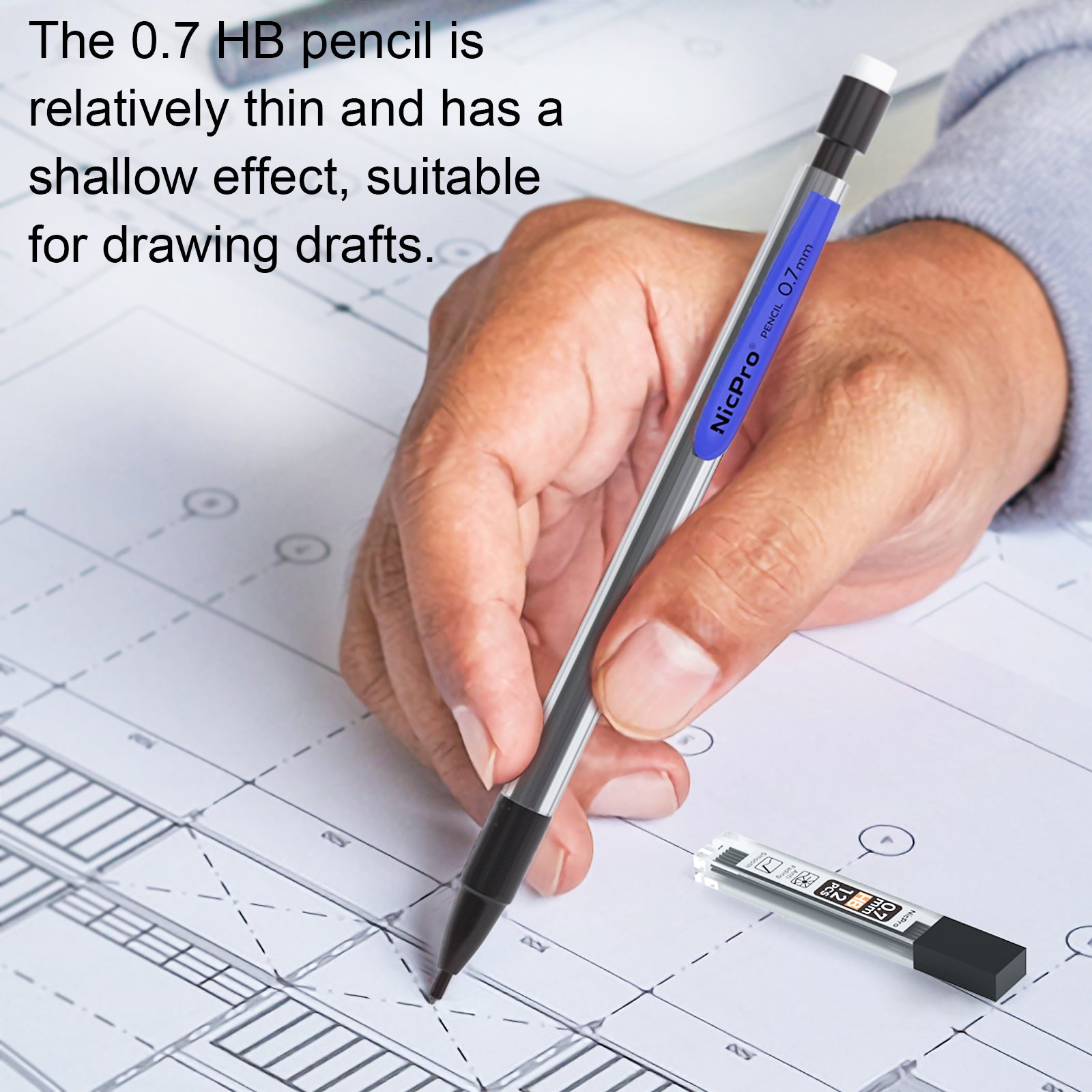 Nicpro 6 PCS 0.7 mm Mechanical Pencil Set, Color Pencil Clips Design Drafting Pencil with HB Lead Refills, 3 Eraser Refills for Student Writing, Drawing, Sketching