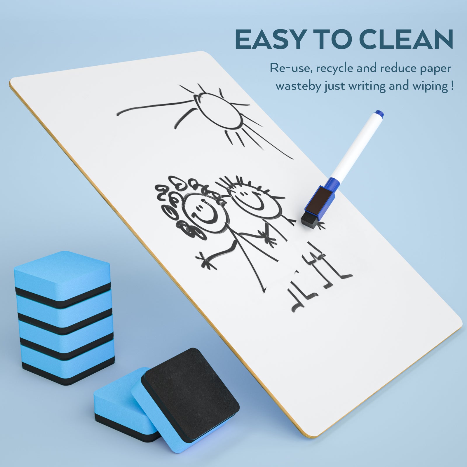 Nicpro 6 Pack Dry Erase Lap Board Set 9 x 12 Inch Double Sided Lined & Blank Lapboard Ruled With 18 Water-based Pens 6 Eraser