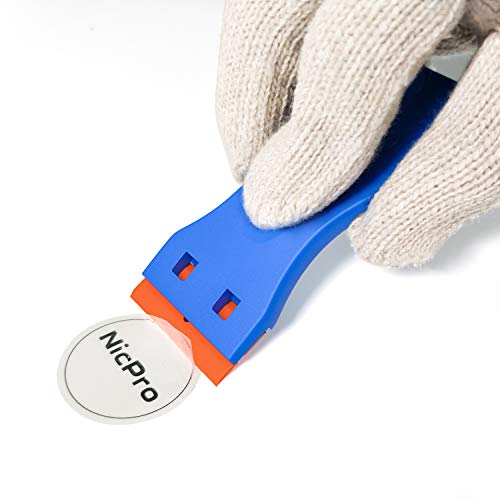 Nicpro 3 PCS Mini Plastic Razor Scraper Tool with 120 PCS Double Edged Razor Blades for Glass, Removing Labels, Stickers and Decals,Window Cleaning