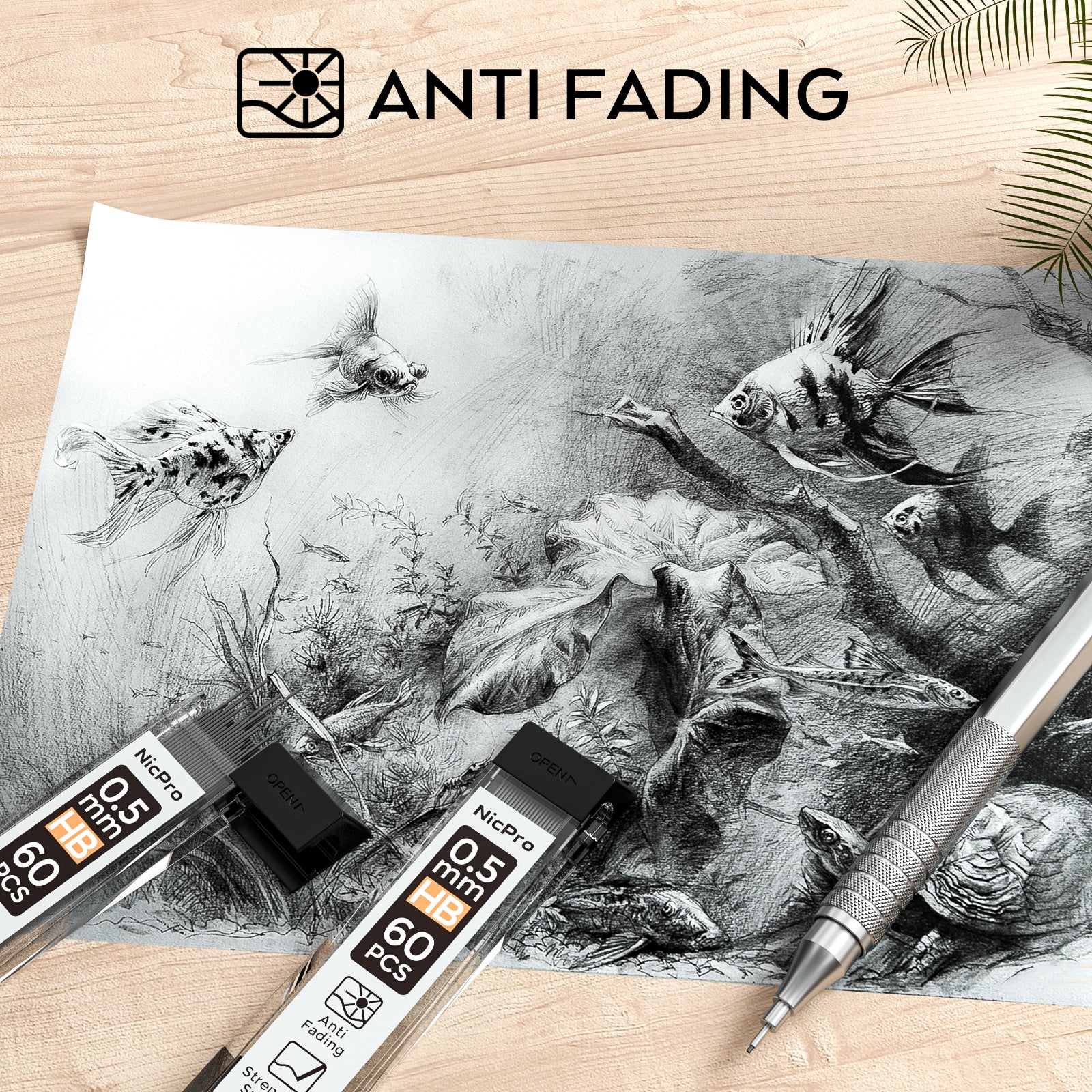 Nicpro 1200 PCS Lead Refills 0.5mm HB Break Resistant Mechanical Pencil Refills 0.5 mm, 60 Pack Per Tube, 20 Tubes