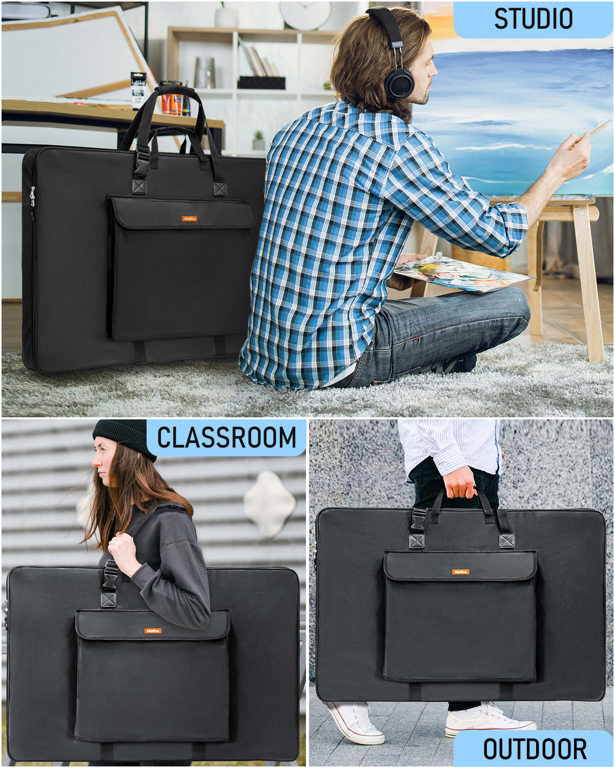 Nicpro Art Portfolio Bag 20 x 26 Inches, Waterproof Nylon Artist Case Carrying Bag Soft Sided with Shoulder Strap, Storage for Artwork Sketch, Drawing, Canvas, Photography, Poster, Solar Panel