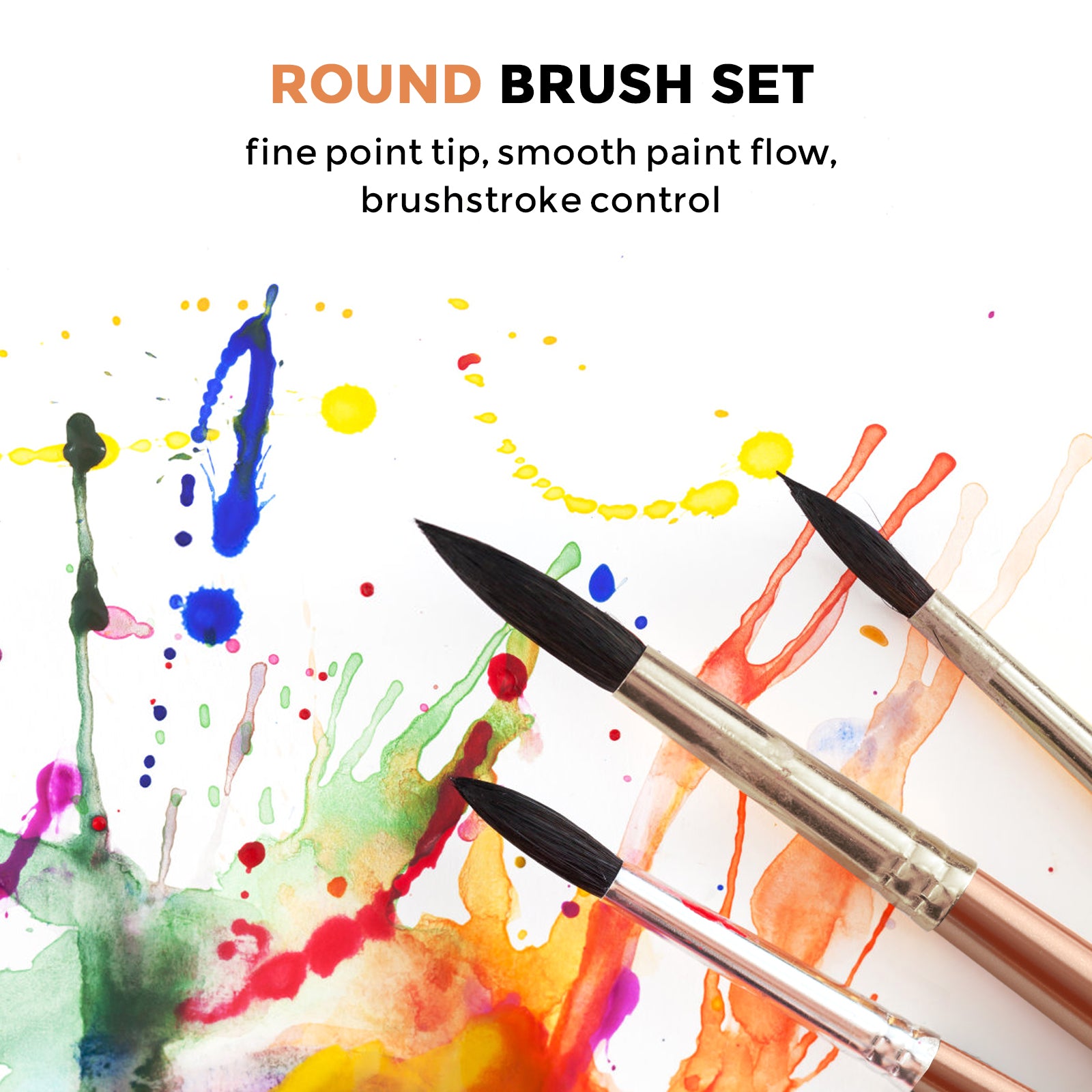 Nicpro 15 PCS Round Watercolor Paint Brushes Bulk, Professional Synthetic Squirrel Artist Painting Brush Set for Water Color Acrylic Oil, Detail, Model, Gouache, Ink, Art Paintbrush