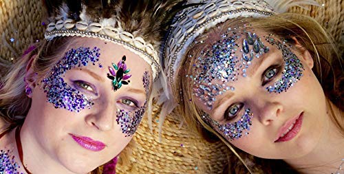 Nicpro Holographic Chunky Glitter Set 6 Colors with 3pcs Fix Gel Festival Glitter Cosmetic Face Body Hair Nails Blue Pink Silver Gold White Glitter