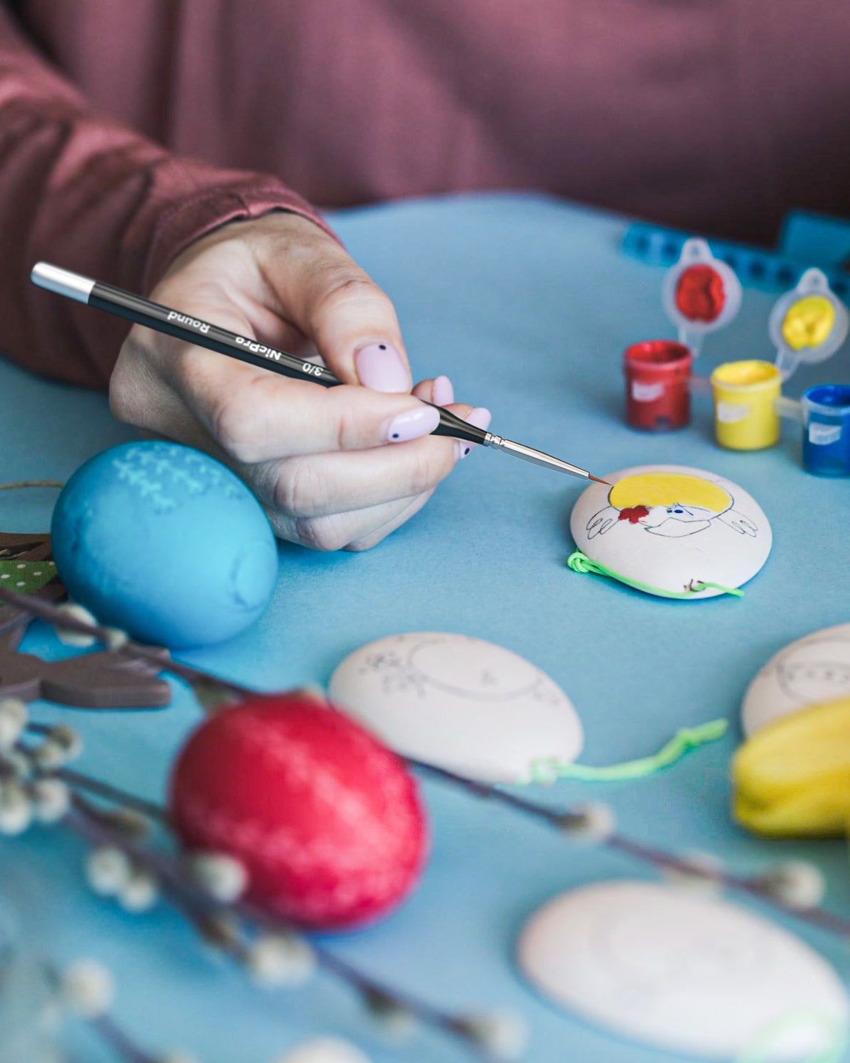 Nicpro Detail Paint Brushes 5 PCS Fine Tip 000 Professional Miniature Painting Kit Round 3/0 Art Brush Black for Micro Watercolor Oil Acrylic Craft Models Rock Army Painting