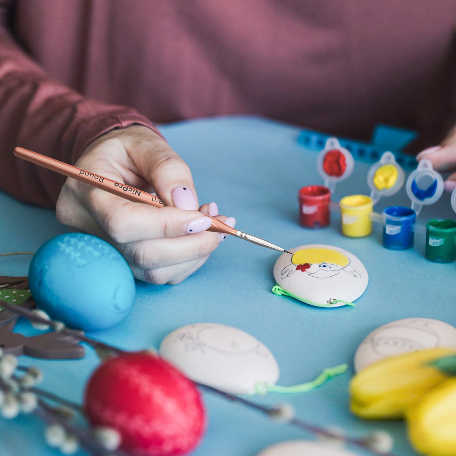 Nicpro 16 PCS Detail Paint Brushes, Small Detail Paint Brush Set Fine Tip Professional Miniature Painting Artist Set for Micro Watercolor Oil Acrylic Craft Models Rock Army Paint by Number for Adult