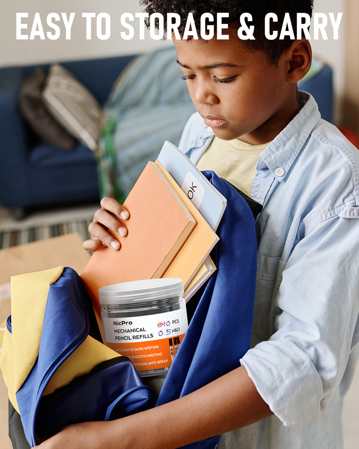 Nicpro 70 Tubes Lead Refills 0.5mm HB #2, Break Resistant Mechanical Pencil Refills 0.5 mm for Class Student Writing, Drawing, Drafting, Sketching (12PCS/Tube, 840pcs) | Come with Hard Box