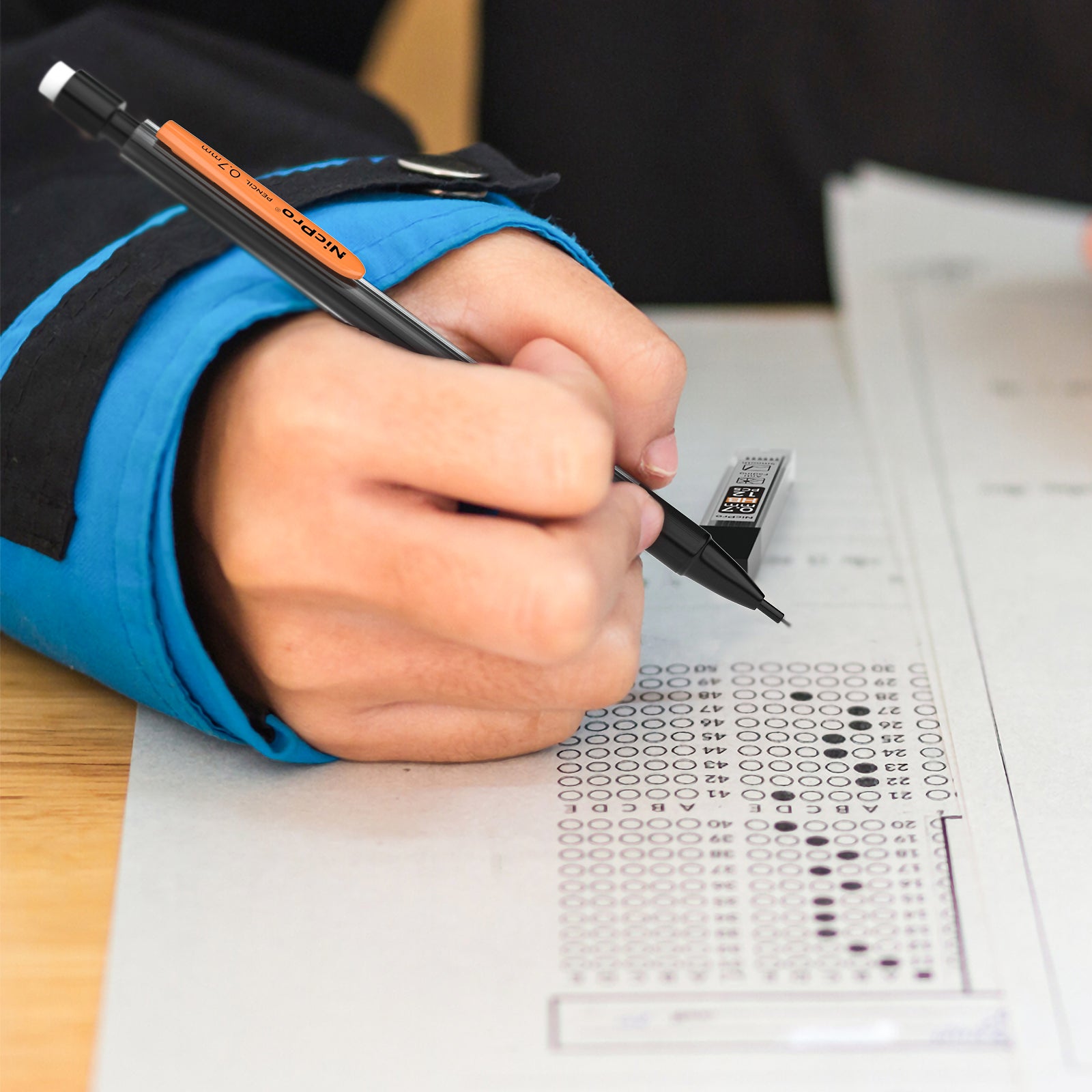 Nicpro 6 PCS 0.7 mm Mechanical Pencil Set, Color Pencil Clips Design Drafting Pencil with HB Lead Refills, 3 Eraser Refills for Student Writing, Drawing, Sketching