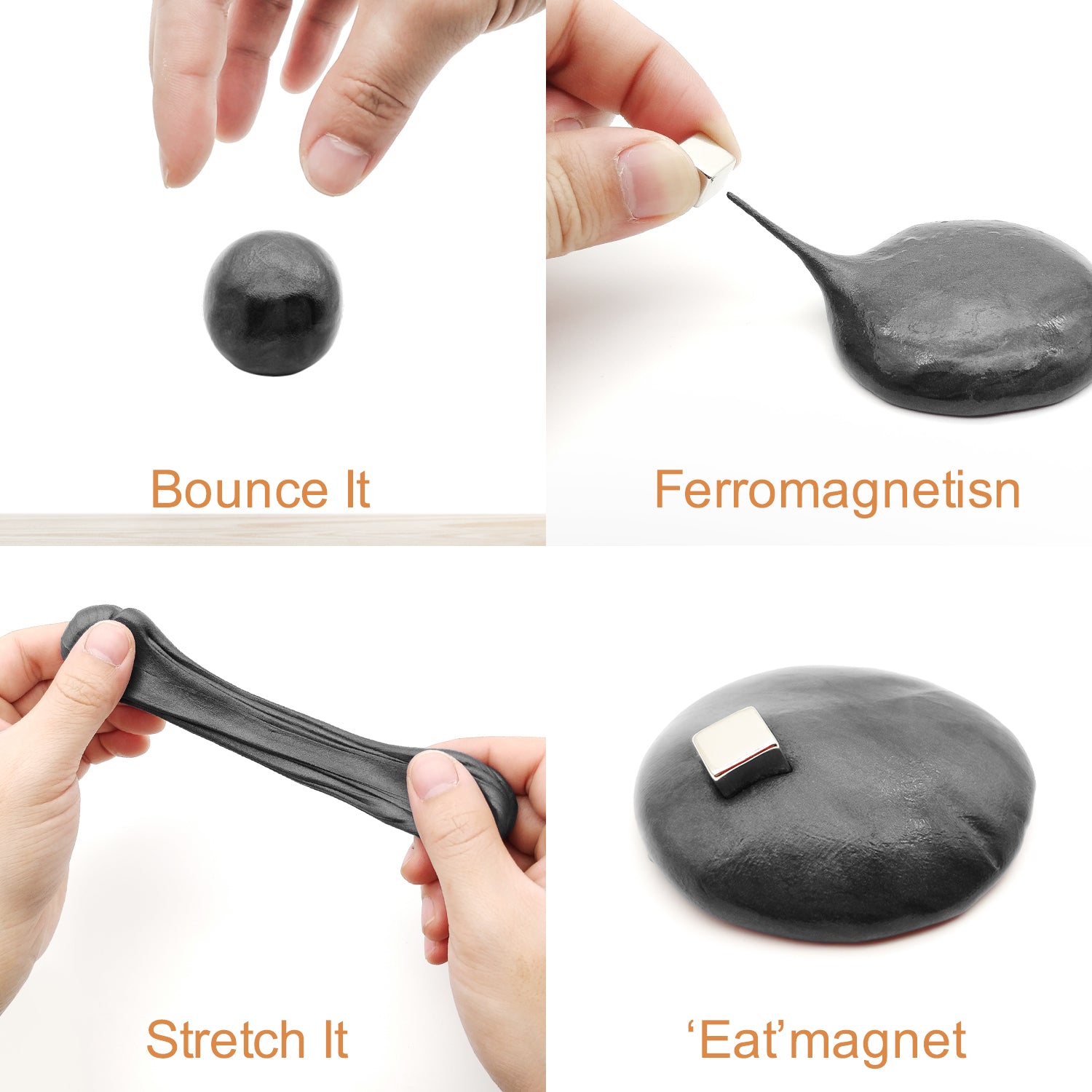 Nicpro Magnetic Slime Putty, Black Magnetic Putty Slime Supplies Space Toy Stress Reliever Kids Adults Fun 4 Monster Eyes