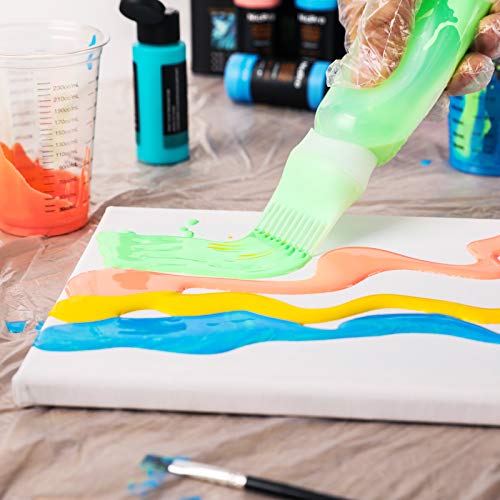 Nicpro 39 Colors Pouring Paint Kit, Ready to Pour Acrylic Paint Supplies With 4pcs Canvas and Wood Slices, Epoxy Resin, Pour Oil, Tool including Brushes, Gloves, Strainer, Cup, Epoxy Resin, Instructions Flow DIY Painting