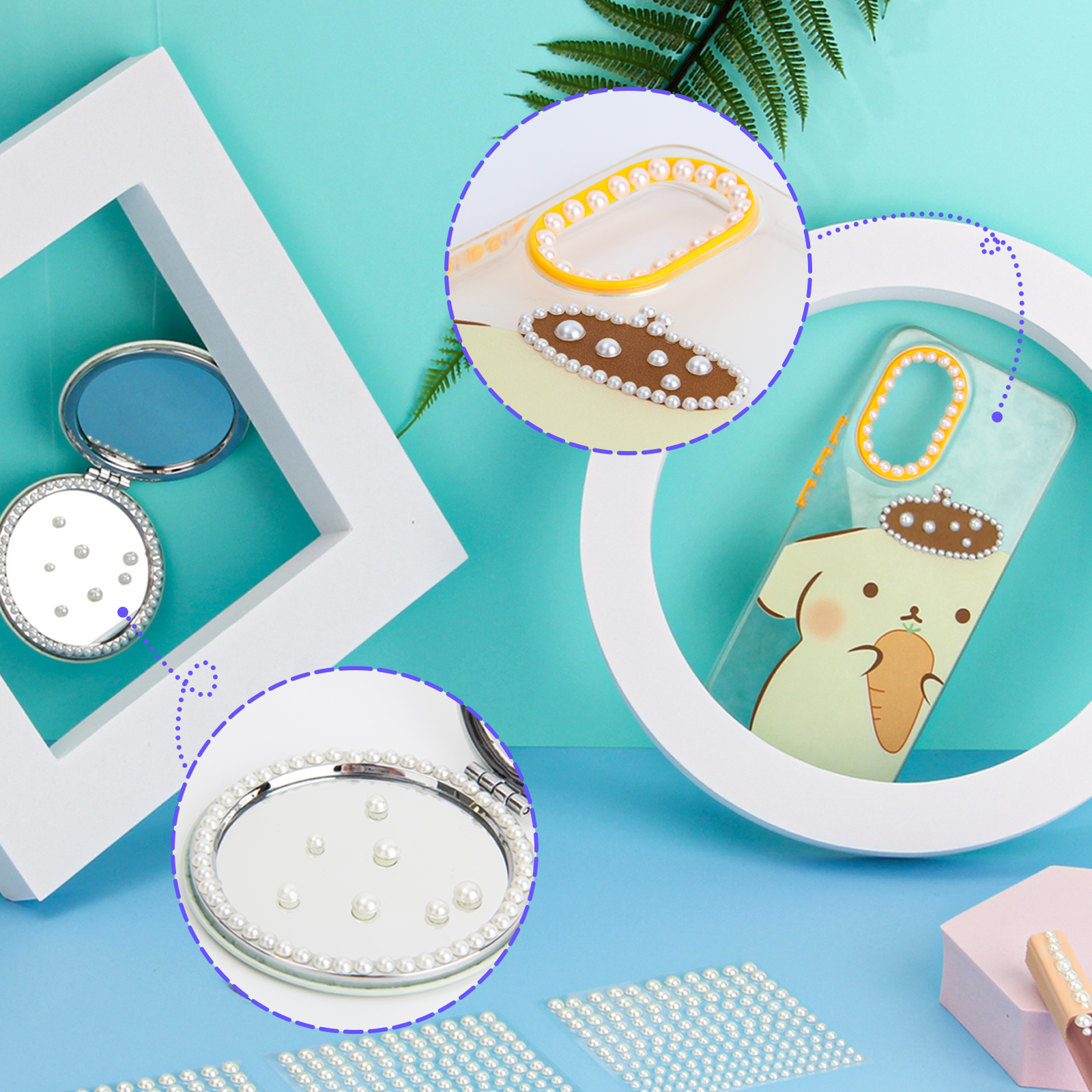 1050 PCS Pearl Stickers Self Adhesive,Nicpro 5 Size Stick On Makeup Pearl Gem Jewels Decor for Face, Body, Nail, Hair, Phone Art Craft Scrapbooking Embellishments, Size 4mm/5mm/6mm/8mm/10mm