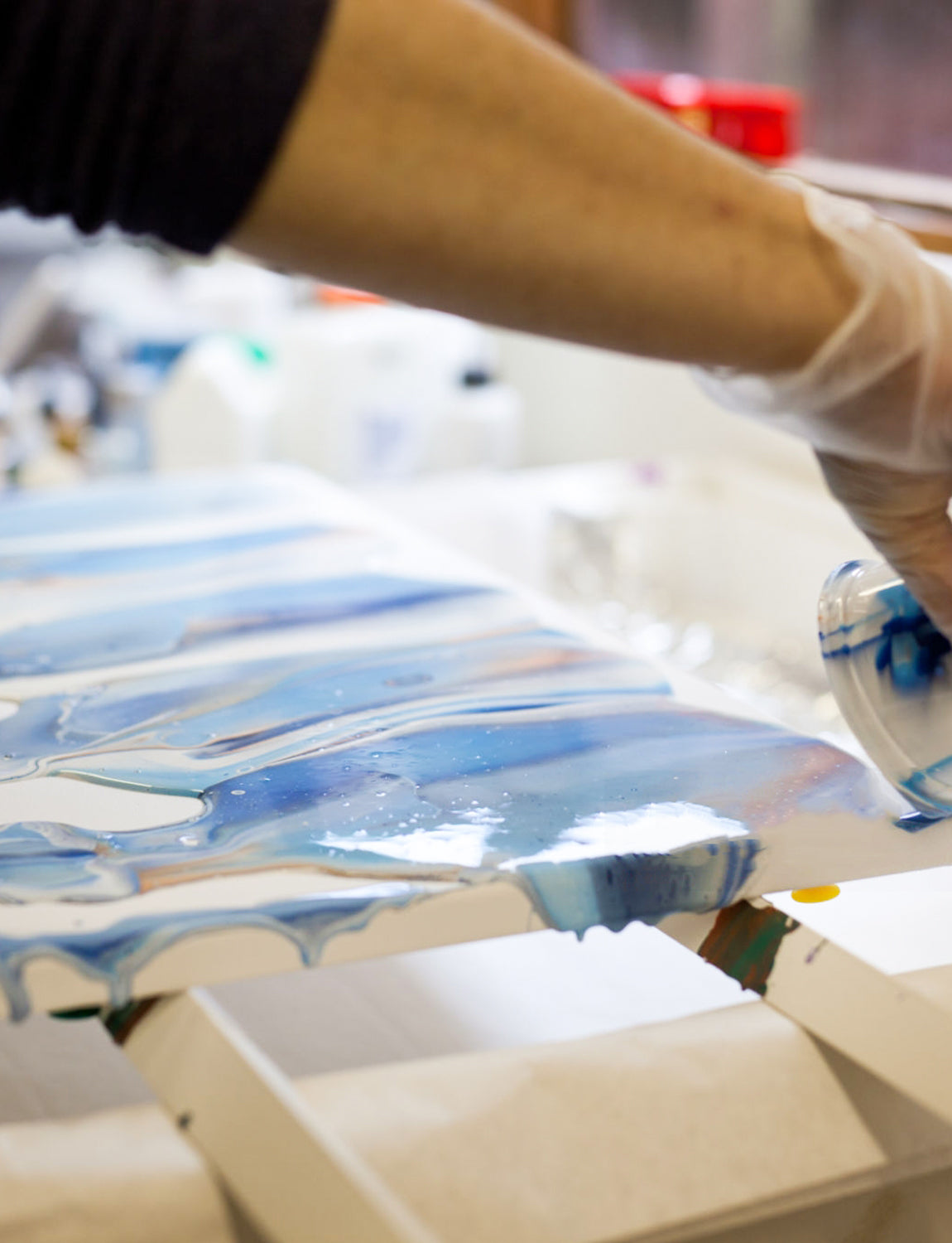 Nicpro 115 Pack Large Volume Acrylic Pouring Art Supplies , 8 Basic Colors 8 oz Acrylic Paints Set, Pouring Medium Starter Kit with Pour Oil, 4 Pack Canvases, Cups, Mixing Sticks, Gloves, Strainers, Brushes for Painting