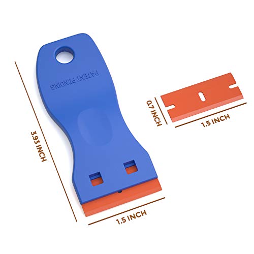Nicpro 3 PCS Mini Plastic Razor Scraper Tool with 120 PCS Double Edged Razor Blades for Glass, Removing Labels, Stickers and Decals,Window Cleaning