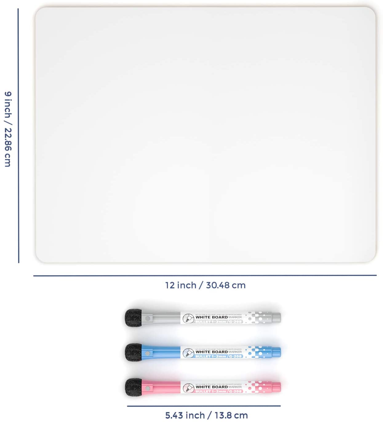 Nicpro 9 x 12 inches Lapboard Small Dry Erase Lap Board Double Sided with 3 Water-Based Pens Learning Mini Whiteboard Portable for Kid Student and Classroom Use