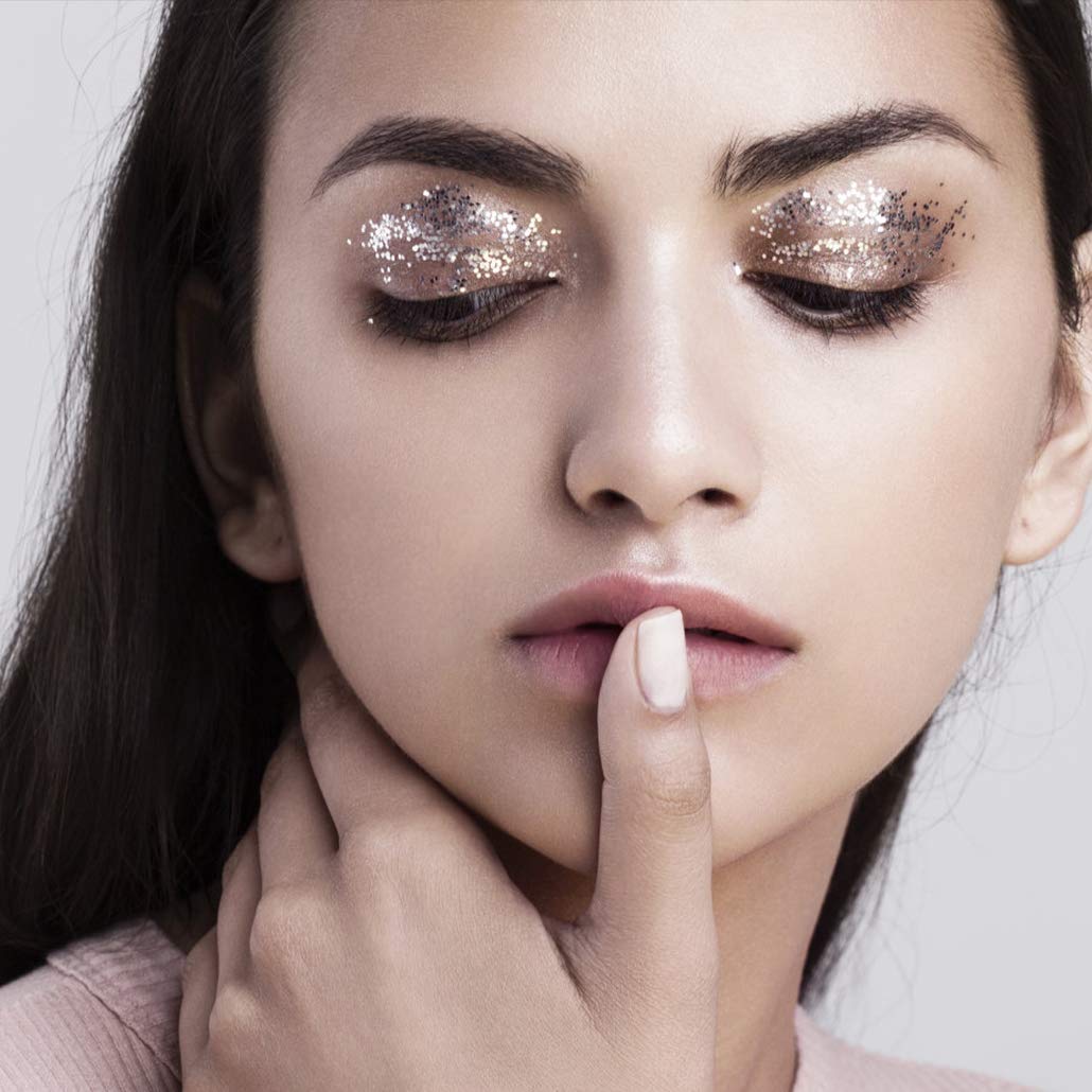 Nicpro Holographic Chunky Glitter Set 6 Colors with 3pcs Fix Gel Festival Glitter Cosmetic Face Body Hair Nails Blue Pink Silver Gold White Glitter