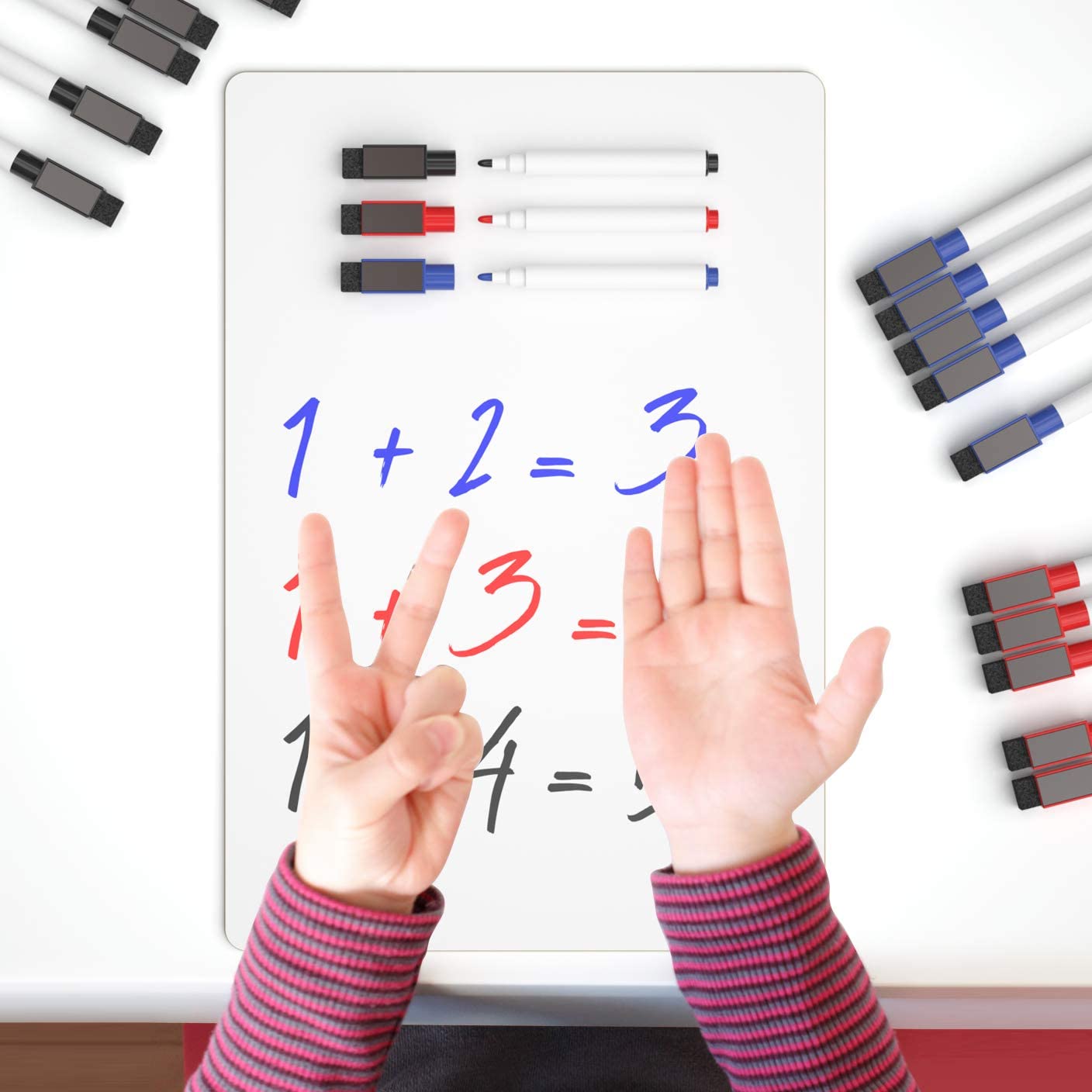 Nicpro 6 Pack Lapboard Small Dry Erase Lap Board 9 x 12 inches Double Sided with 18 Water-Based Pens and 6 Erasers Learning Mini Whiteboard Bulk Portable for Kid Student and Classroom Use