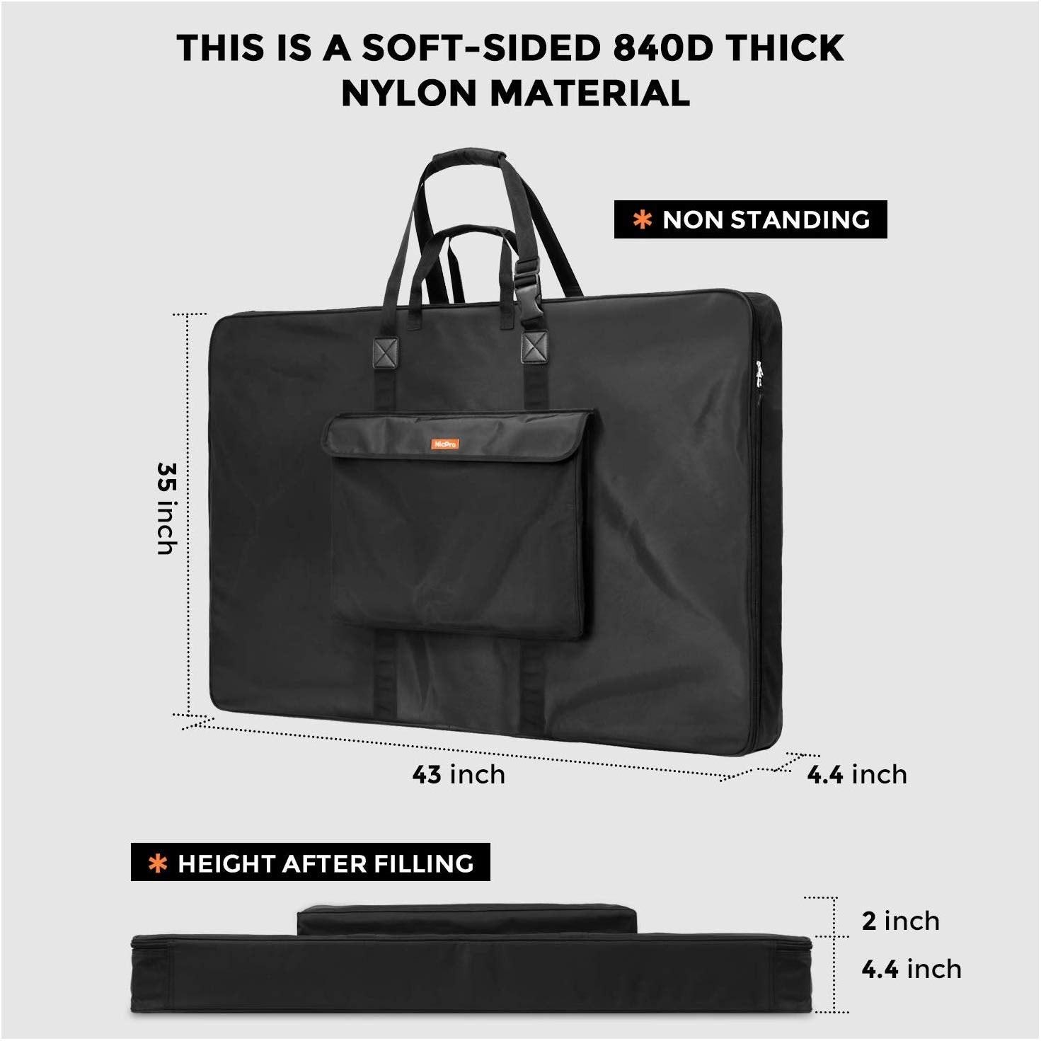 Nicpro Art Portfolio Bag 24 x 36 Inches Waterproof Artist Carrying Bag Soft Sided with Strap,Storage for Artwork Sketch Drawing Photography