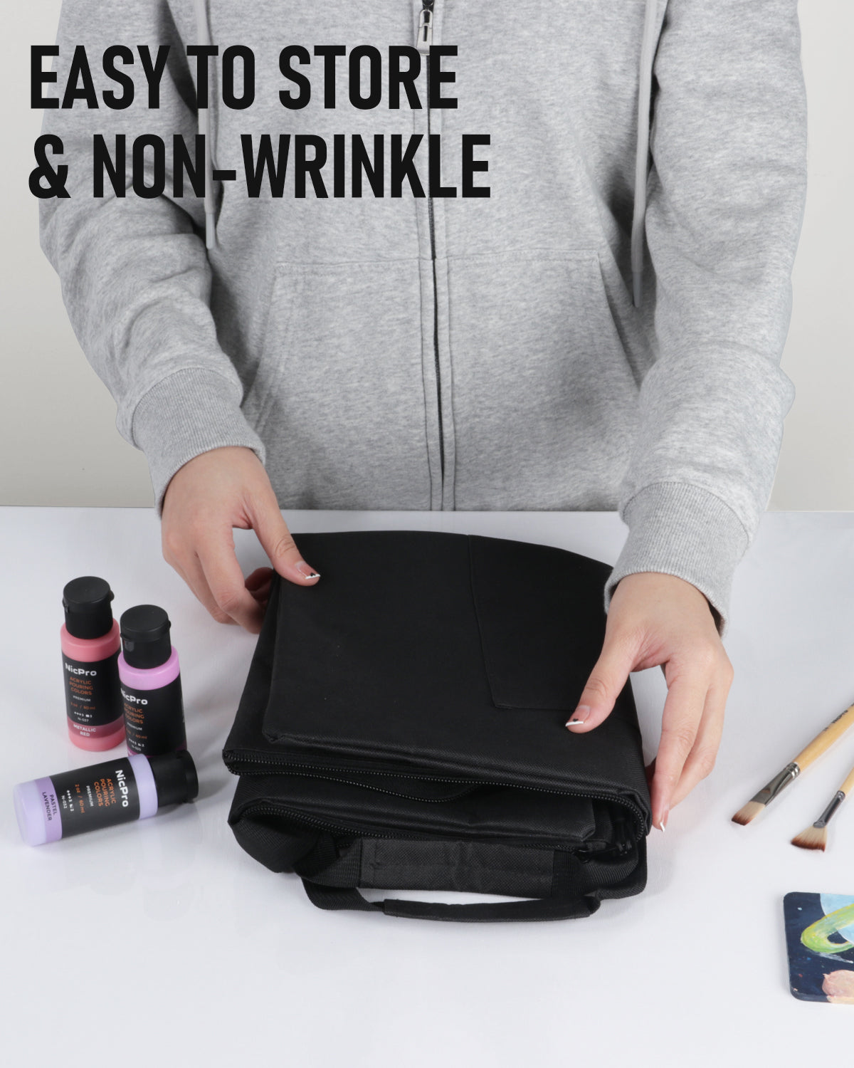 Nicpro Art Portfolio Bag 20 x 26 Inches, Waterproof Nylon Artist Case Carrying Bag Soft Sided with Shoulder Strap, Storage for Artwork Sketch, Drawing, Canvas, Photography, Poster, Solar Panel