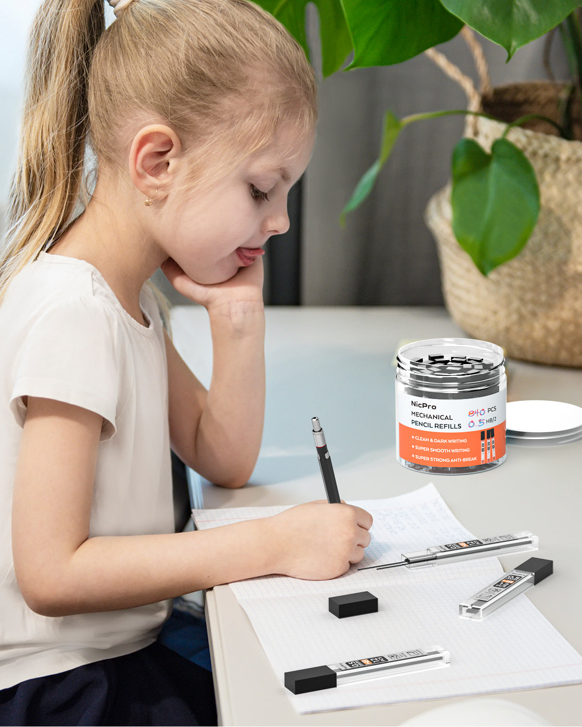 Nicpro 70 Tubes Lead Refills 0.5mm HB #2, Break Resistant Mechanical Pencil Refills 0.5 mm for Class Student Writing, Drawing, Drafting, Sketching (12PCS/Tube, 840pcs) | Come with Hard Box