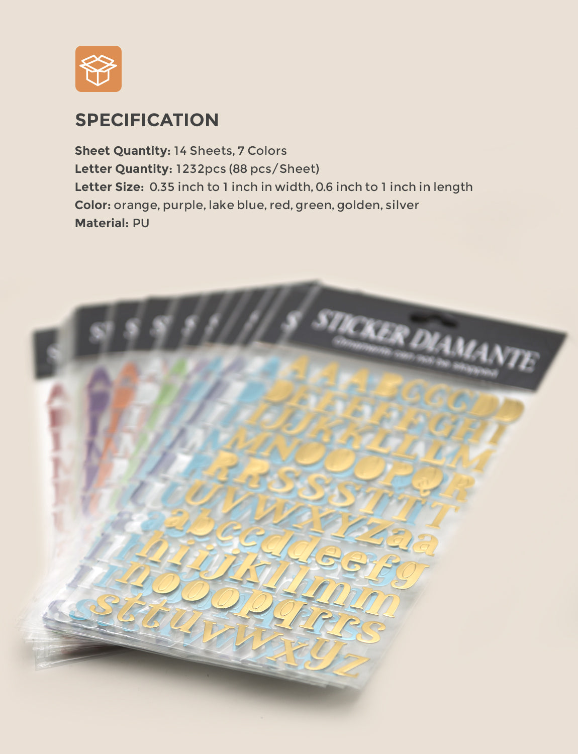 Nicpro Alphabet Letter Stickers 20 Sheet Self Adhesive ABC Sticker 10 Colors Vinyl PU Leather Metallic Finish for DIY Scrapbook Birthday Card Craft Lettering