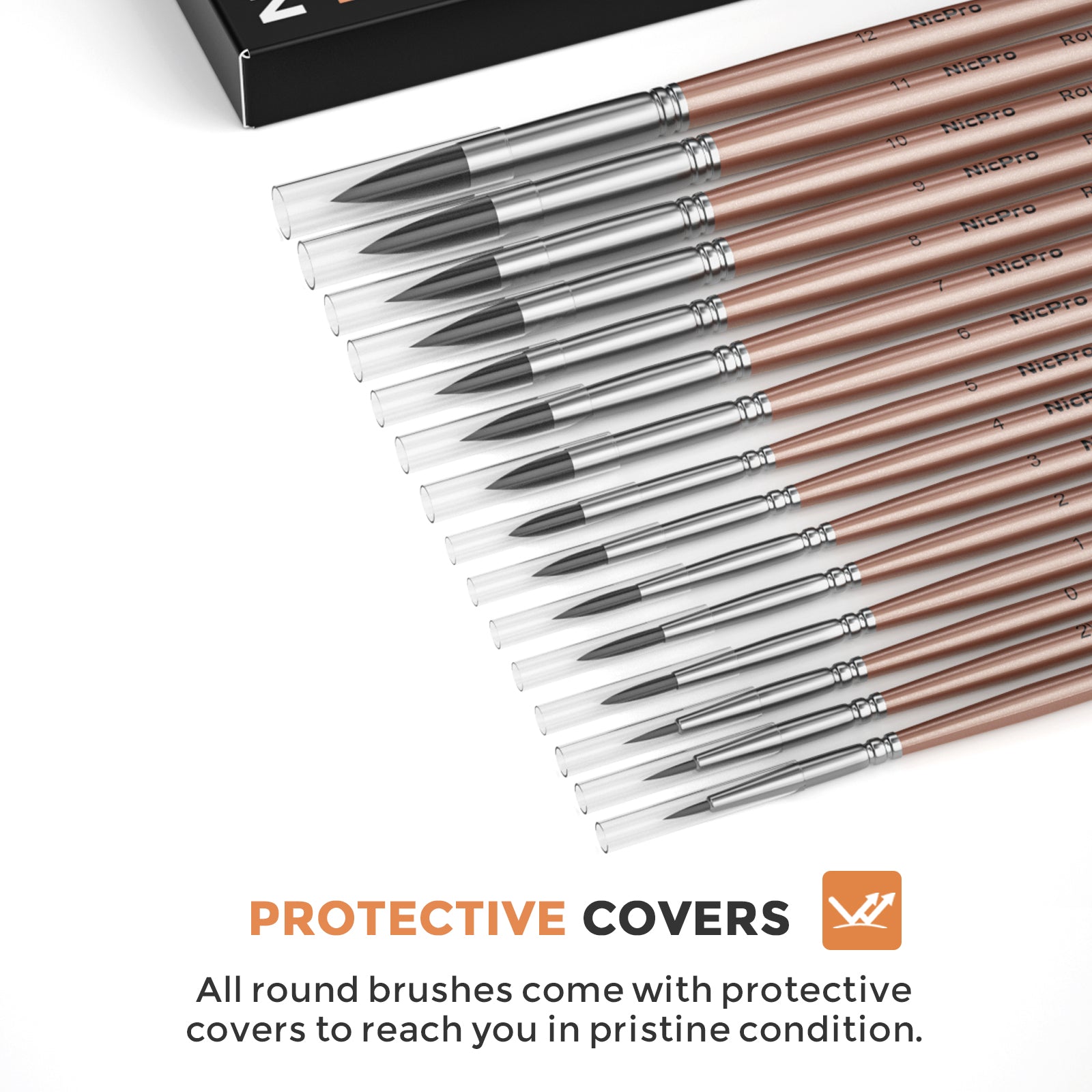 Nicpro 15 PCS Round Watercolor Paint Brushes Bulk, Professional Synthetic Squirrel Artist Painting Brush Set for Water Color Acrylic Oil, Detail, Model, Gouache, Ink, Art Paintbrush