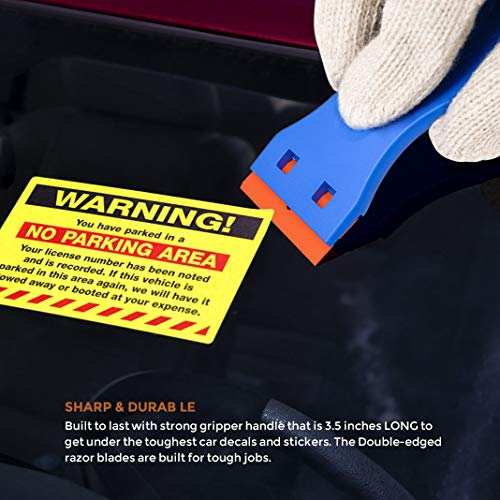 Nicpro 3 PCS Mini Plastic Razor Scraper Tool with 120 PCS Double Edged Razor Blades for Glass, Removing Labels, Stickers and Decals,Window Cleaning