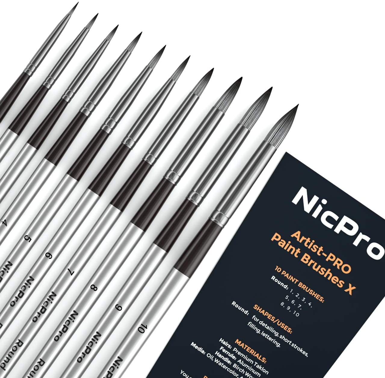 Nicpro 10 STKS Platte Penseel Set Art Schilderen Borstels voor Acryl Aquarel Olie Gouache, Craft Detail Gezicht Body Painting Artist Kit voor Kid & Volwassen Nicpro 10 STKS Platte Penseel Set Art Schilderen Borstels voor Acryl Aquarel Olie Gouache, Craft Detail Gezicht Body Painting Artist Kit voor Kid & Volwassen