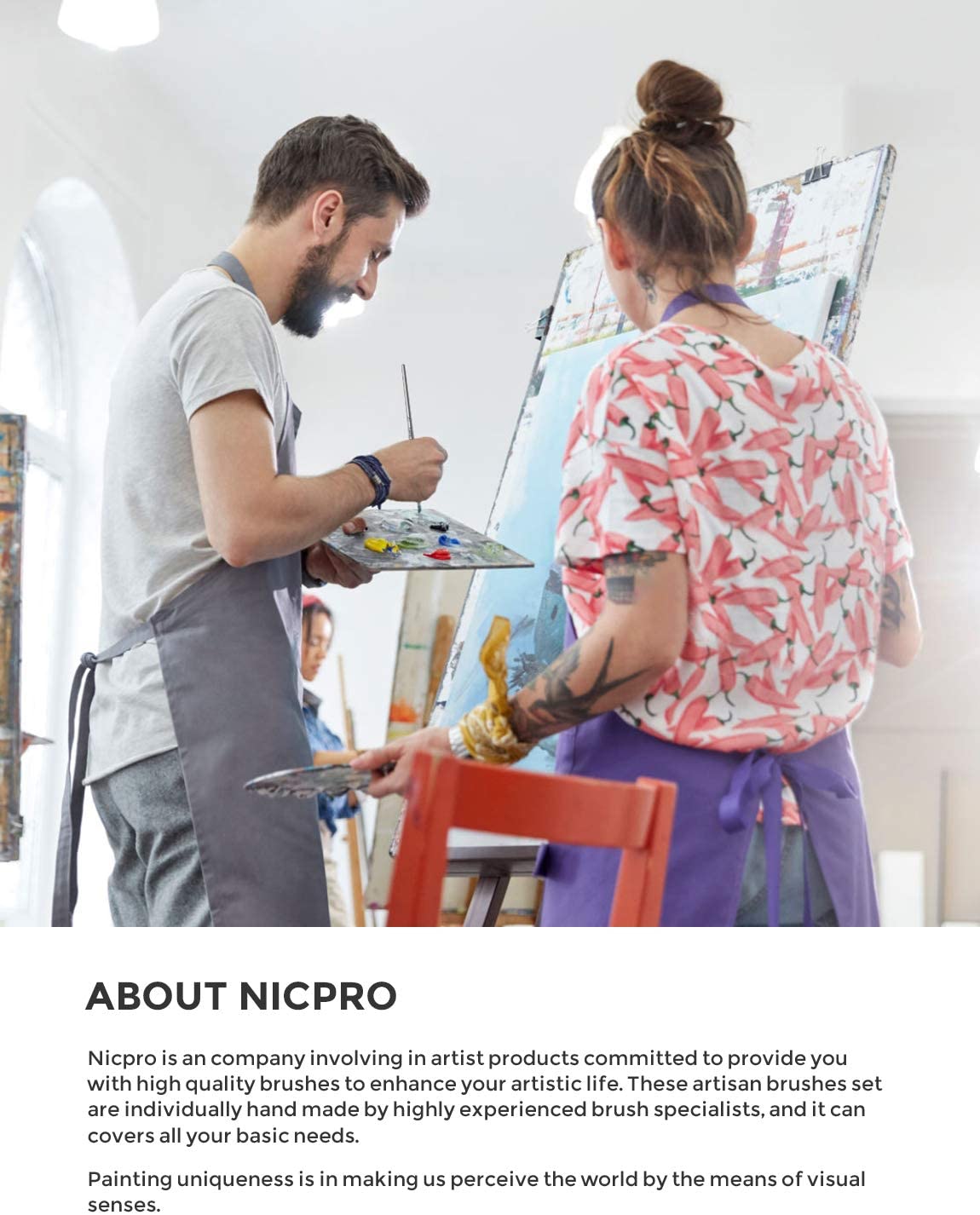 Nicpro Professional Paint Brushes Set for Acrylic Watercolor Oil Gouache Painting 16 PCS Black Art Brush Comb Supplies Kit with Carrying Travel Bag