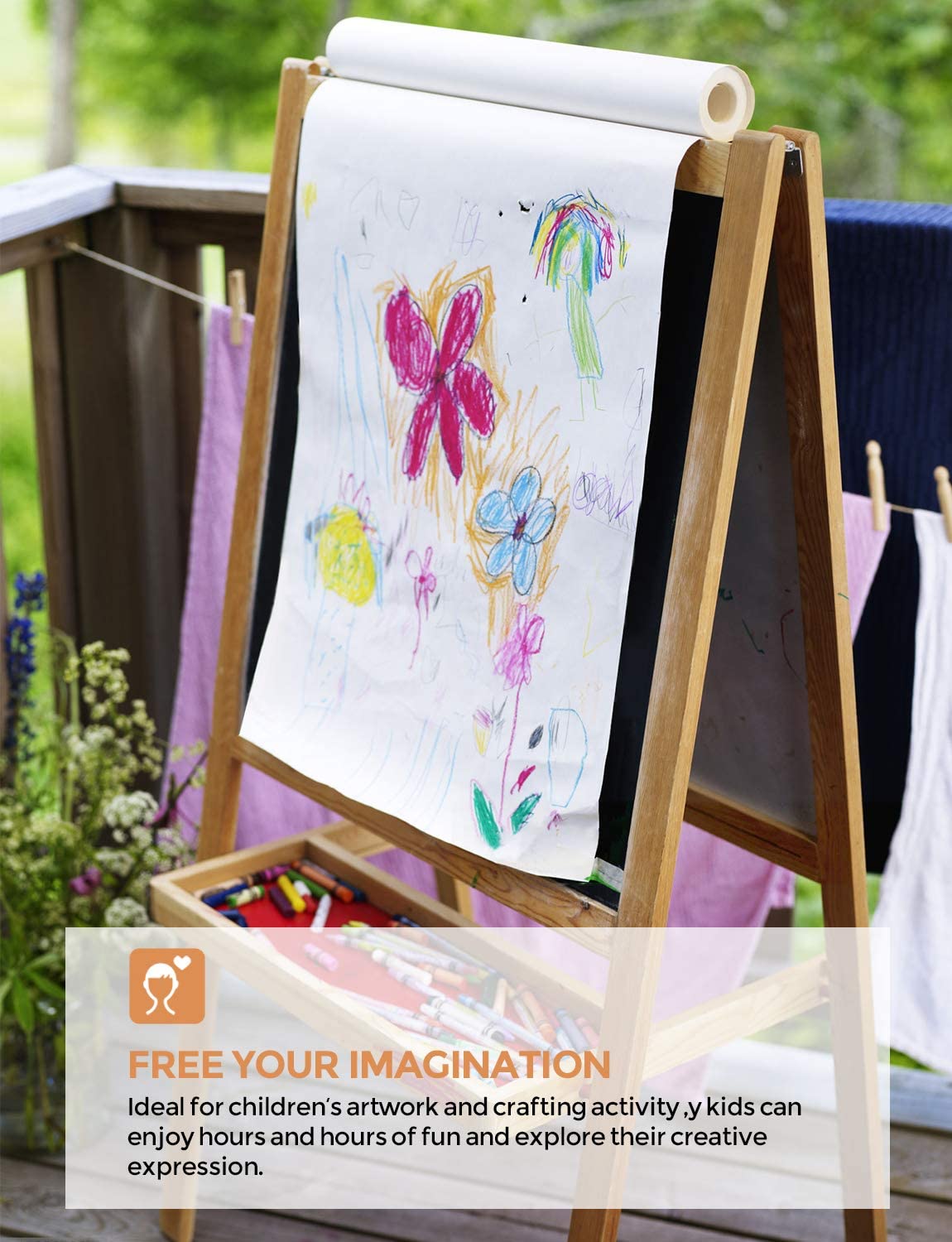 Nicpro Kid Easel Paper Roll 2 Pack 18-Inch, 100 Foot White for Toddlers Craft Activity Finger Painting Multi Drawing