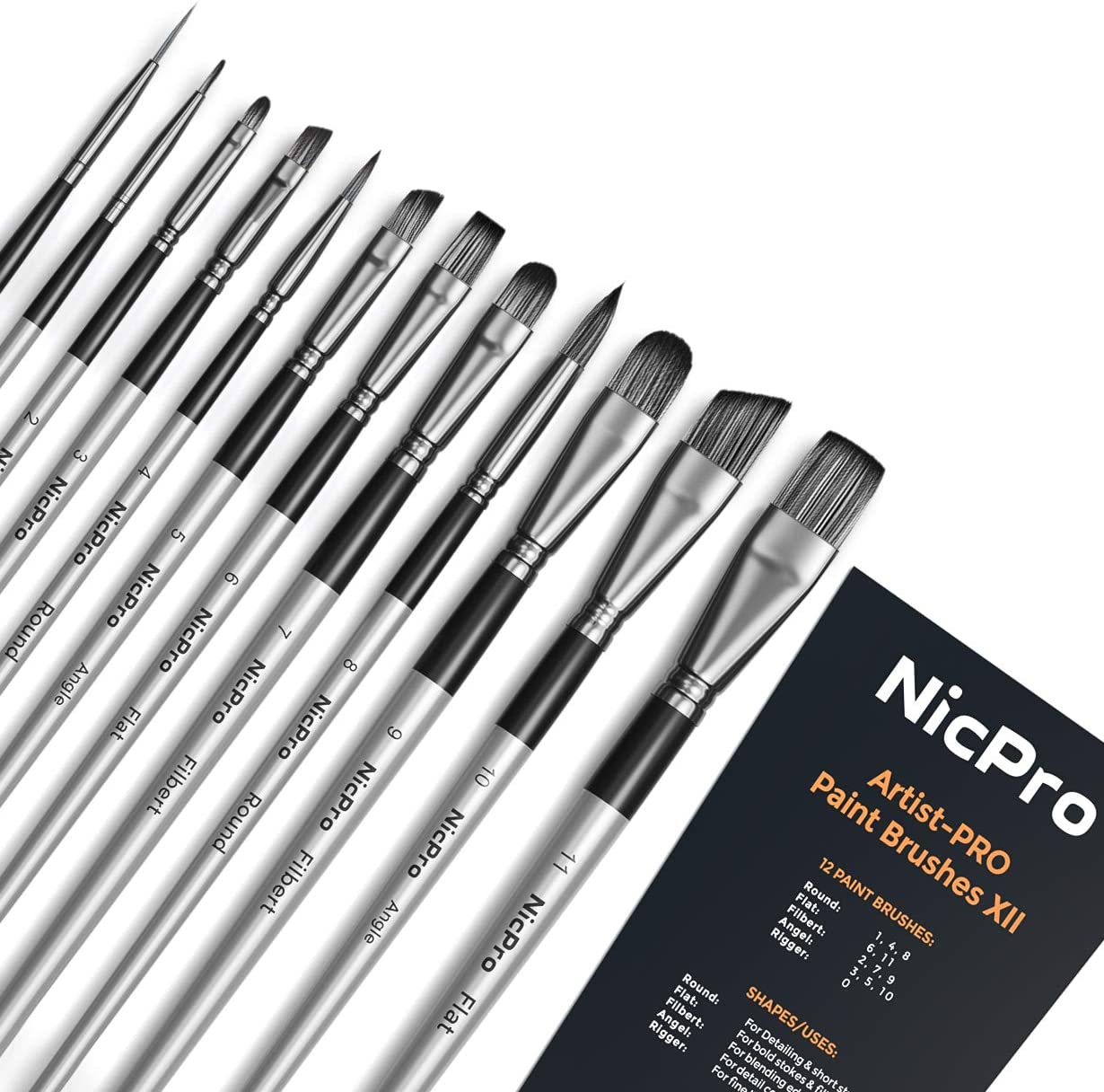 Nicpro 15PCS Watercolor Paint Brush Set, Professional Watercolor Paint  Brushes, Soft Synthetic Fine Squirrel Hair, Round, Flat, Dagger, Wash for