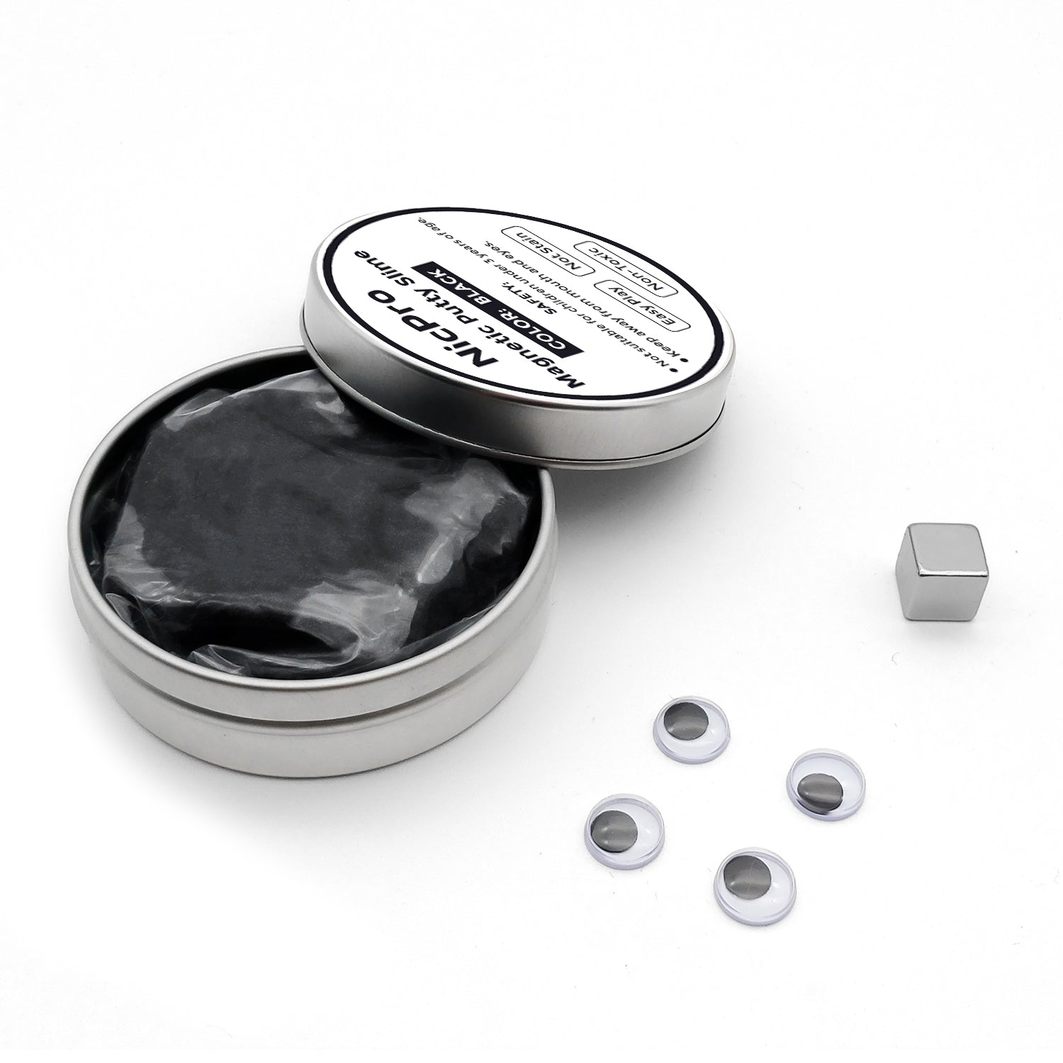 Nicpro Magnetic Slime Putty, Black Magnetic Putty Slime Supplies Space Toy Stress Reliever Kids Adults Fun 4 Monster Eyes