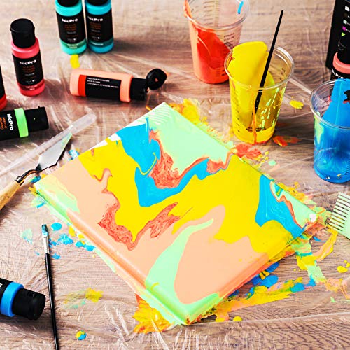 Nicpro 39 Colors Pouring Paint Kit, Ready to Pour Acrylic Paint Supplies With 4pcs Canvas and Wood Slices, Epoxy Resin, Pour Oil, Tool including Brushes, Gloves, Strainer, Cup, Epoxy Resin, Instructions Flow DIY Painting