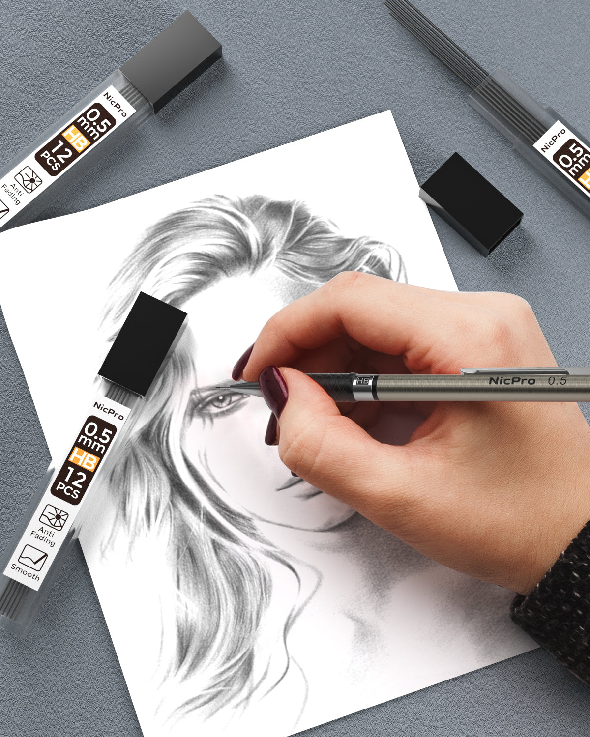 Nicpro 70 Tubes Lead Refills 0.5mm HB #2, Break Resistant Mechanical Pencil Refills 0.5 mm for Class Student Writing, Drawing, Drafting, Sketching (12PCS/Tube, 840pcs) | Come with Hard Box