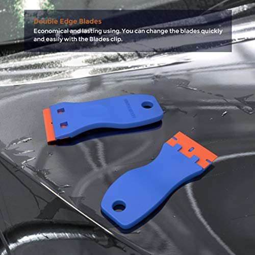 Nicpro 3 PCS Mini Plastic Razor Scraper Tool with 120 PCS Double Edged Razor Blades for Glass, Removing Labels, Stickers and Decals,Window Cleaning