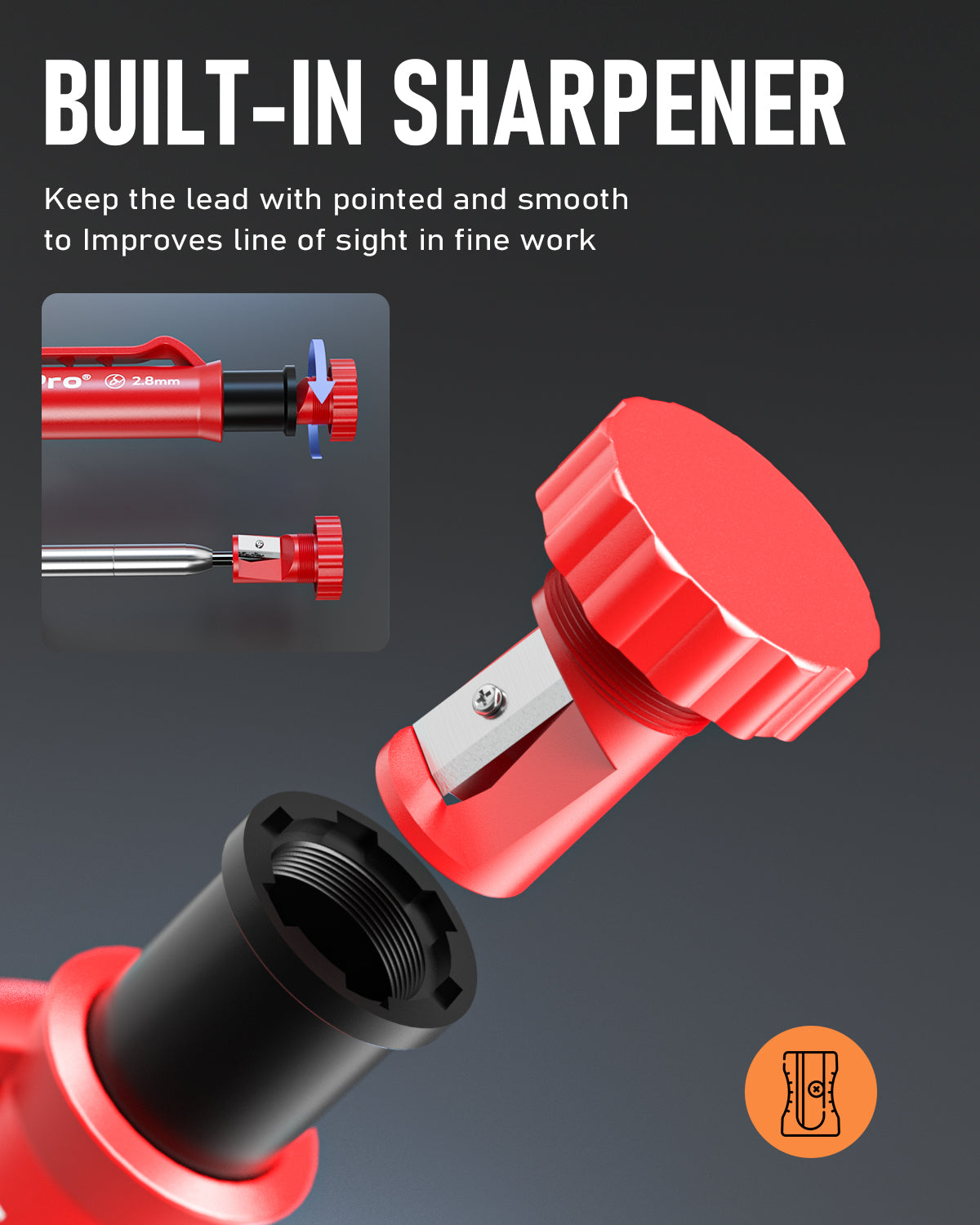 Nicpro 10PCS Mechanical Carpenter Pencil Set with Built-in Sharpener, Lead Refill, Engraving Pen, Center Punch, Lead Pointer, Deep Hole Marker Construction Pencil for Architect Woodworking